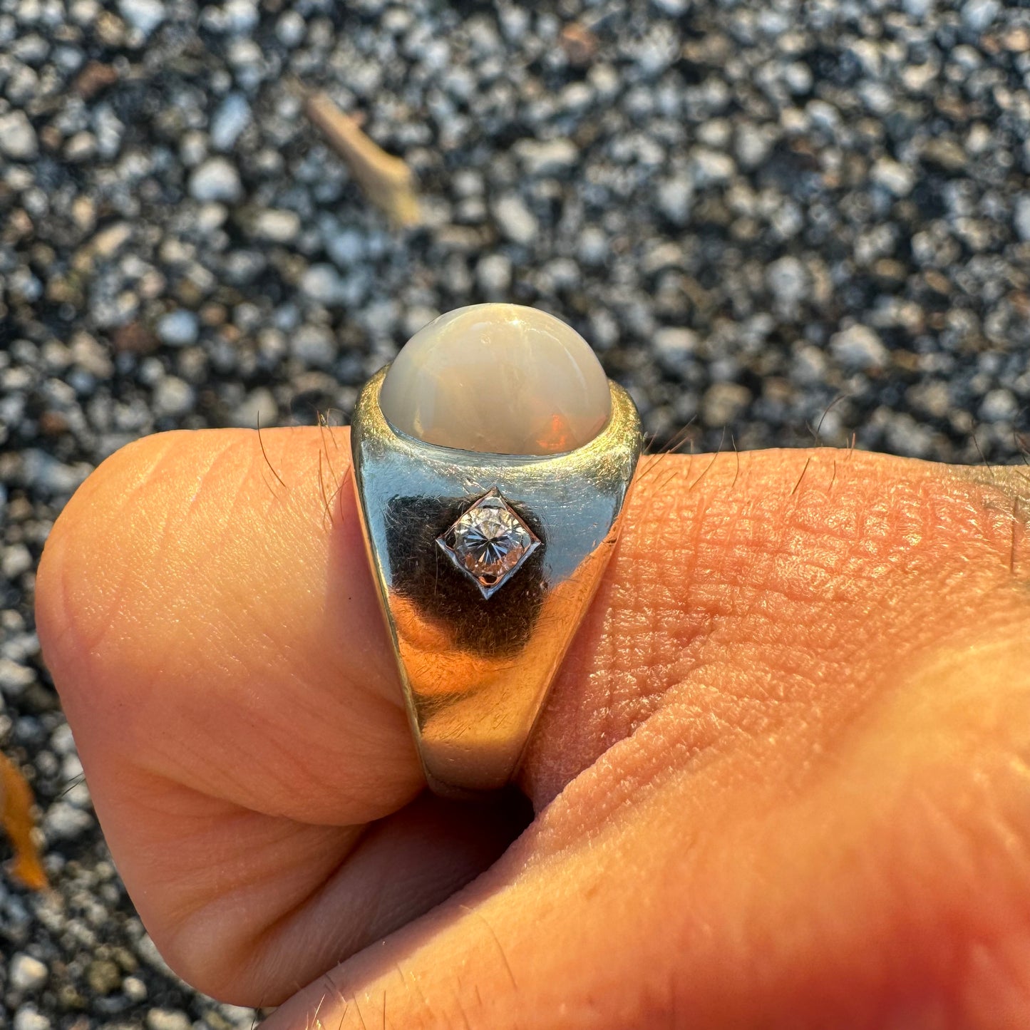 Vintage 14k White Gold Natural 3.00CT Star Sapphire .20CTW Diamond Trilogy Ring (8)