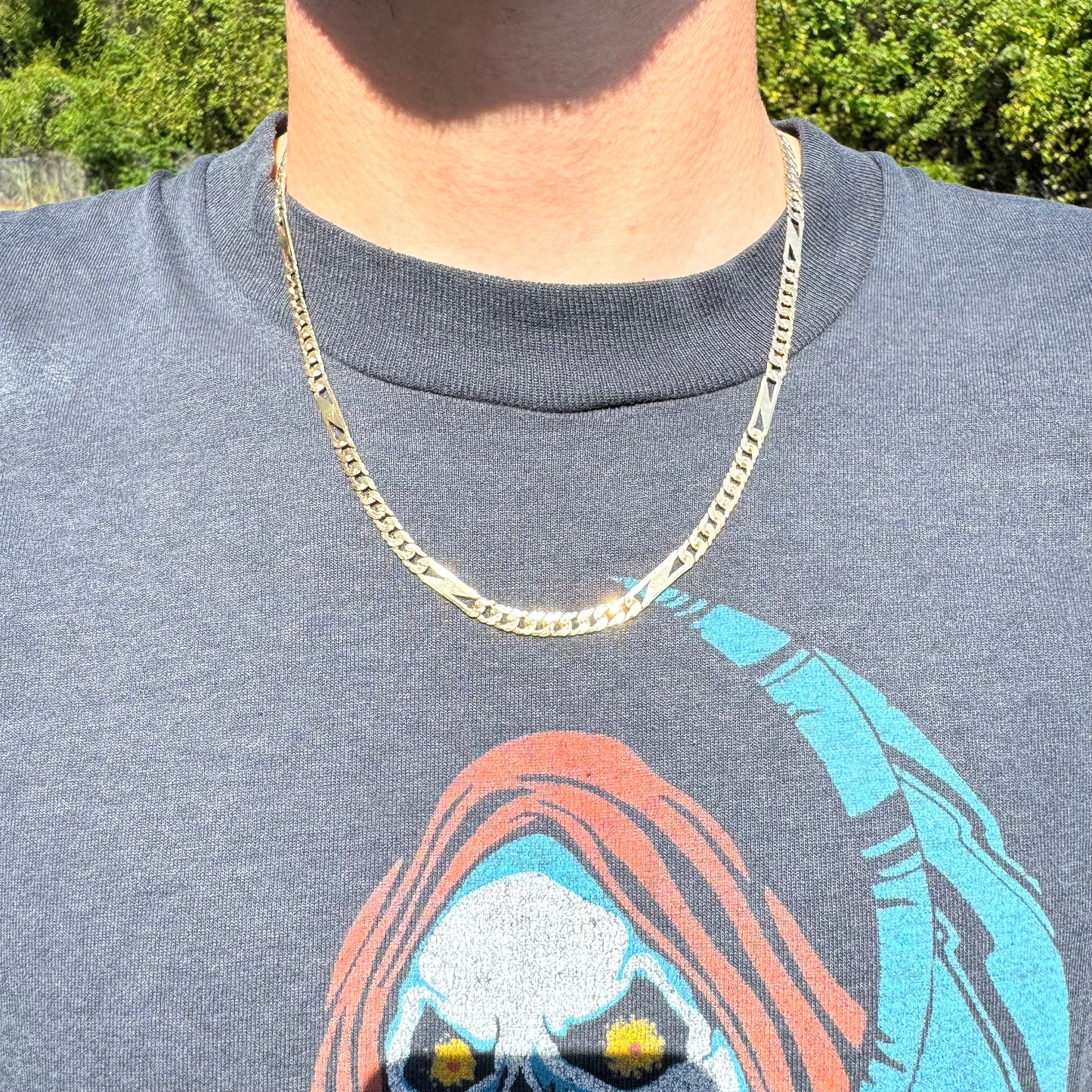 Vintage Solid 14k Yellow Gold Diamondcut Cuban Tigers Eye Link Necklace (20”)