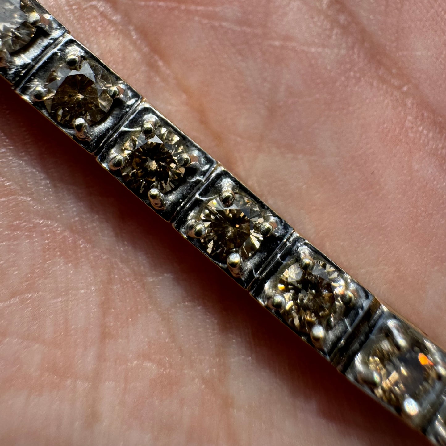 Vintage 5.0ctw Natural Champagne Diamond 14k Gold Tennis Bracelet (7.15”)