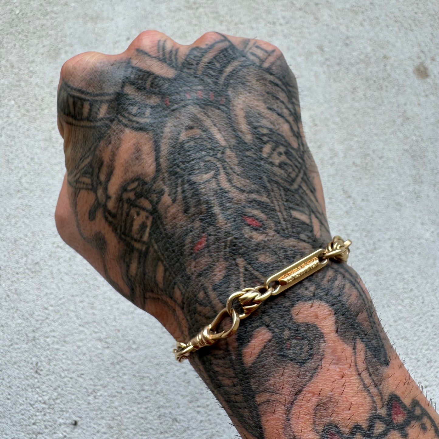 Victorian Solid 14k Gold Fancy Link Watch Chain Bracelet (8.5”)