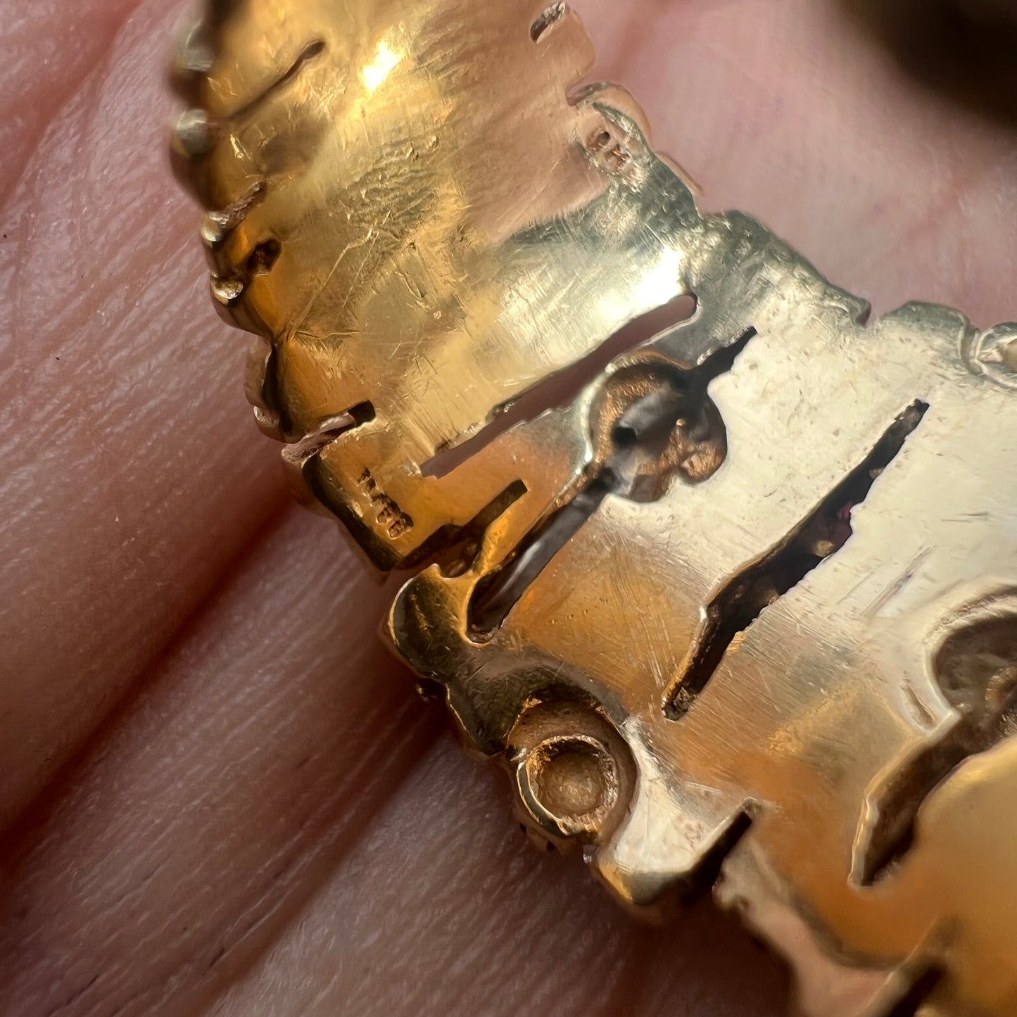 1960’s Custom Solid 14k Yellow Gold Natural Ruby And Diamond Encrusted Brutalist Ring (5)
