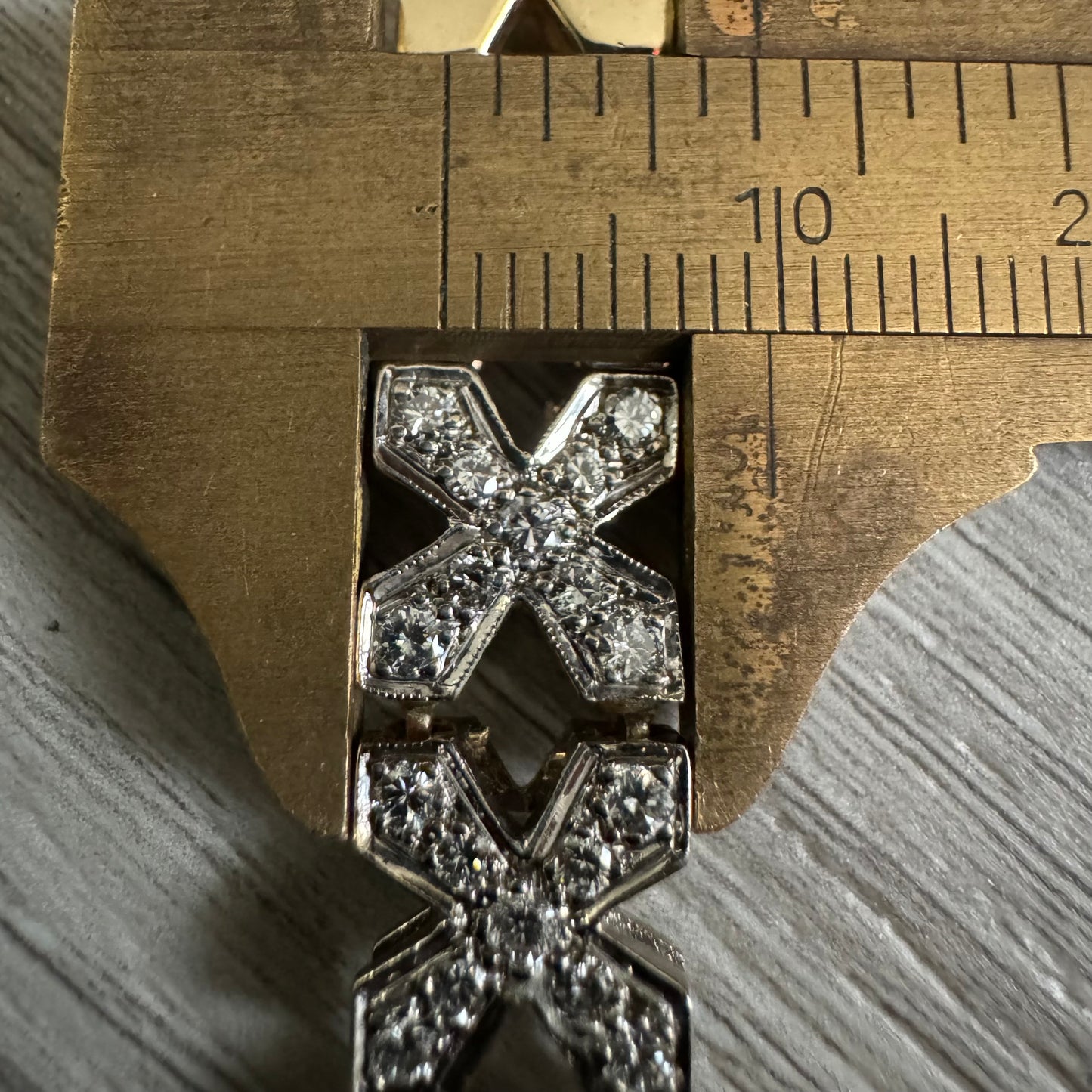 Circa 1970’s Solid 14k Gold 2.25ctw Natural VS Diamond Encrusted Two-Tone XXX Link Bracelet (7.35”)