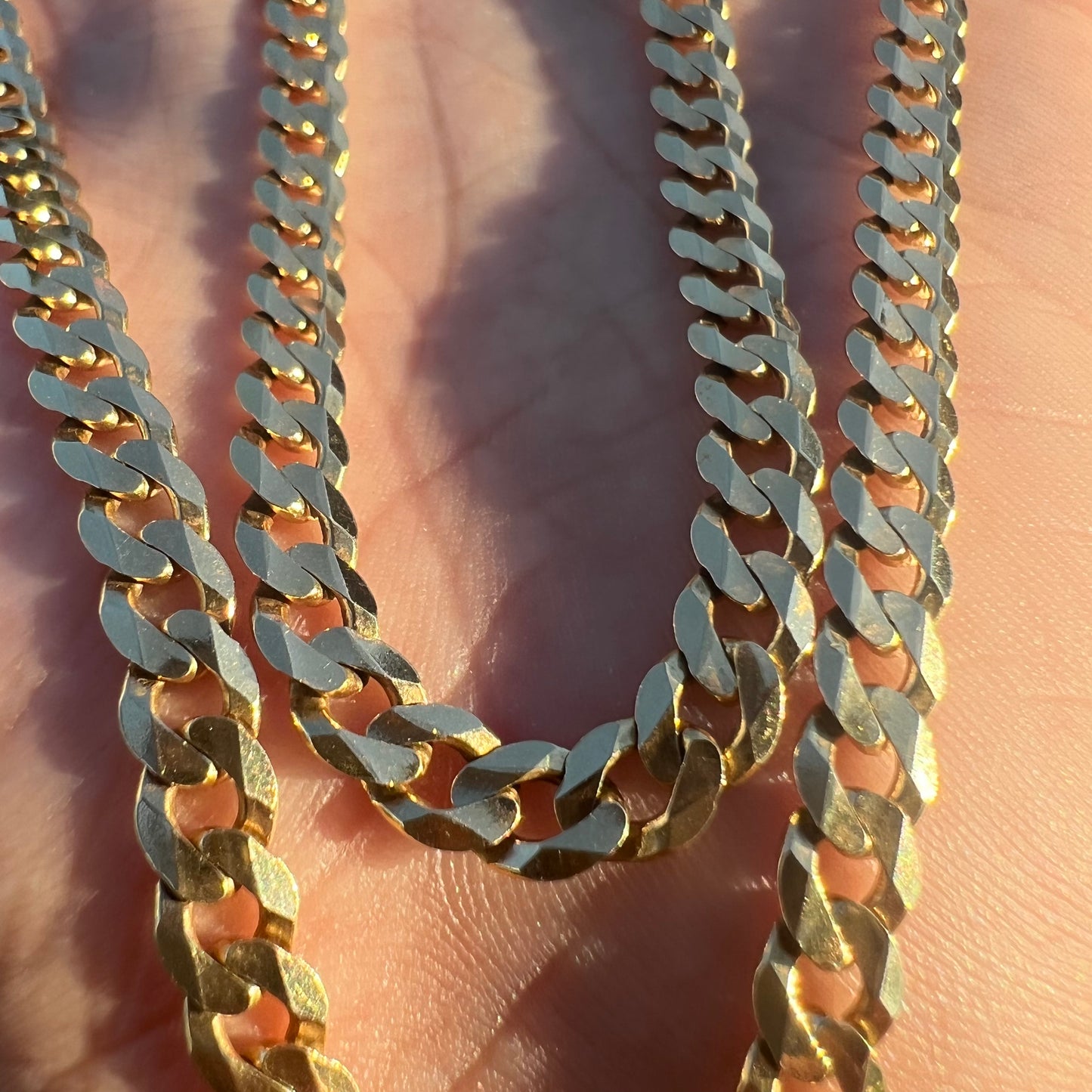 Vintage Solid 14k Beveled Edge Cuban/Curb Link Necklace (22”)