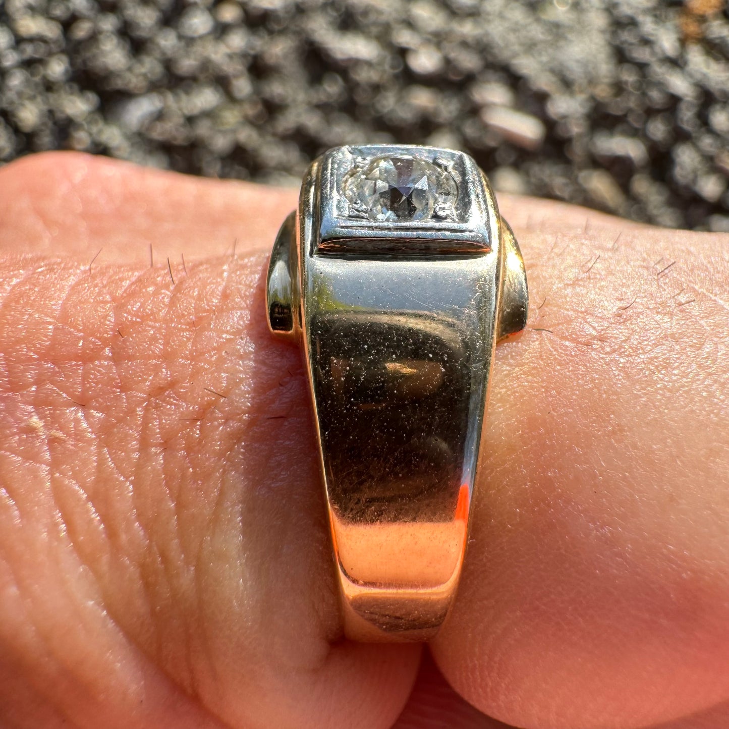 1930’s Art Deco 14k .75CTW Natural VS Quality Old Euro Cut Diamond Gents Ring (8.5)