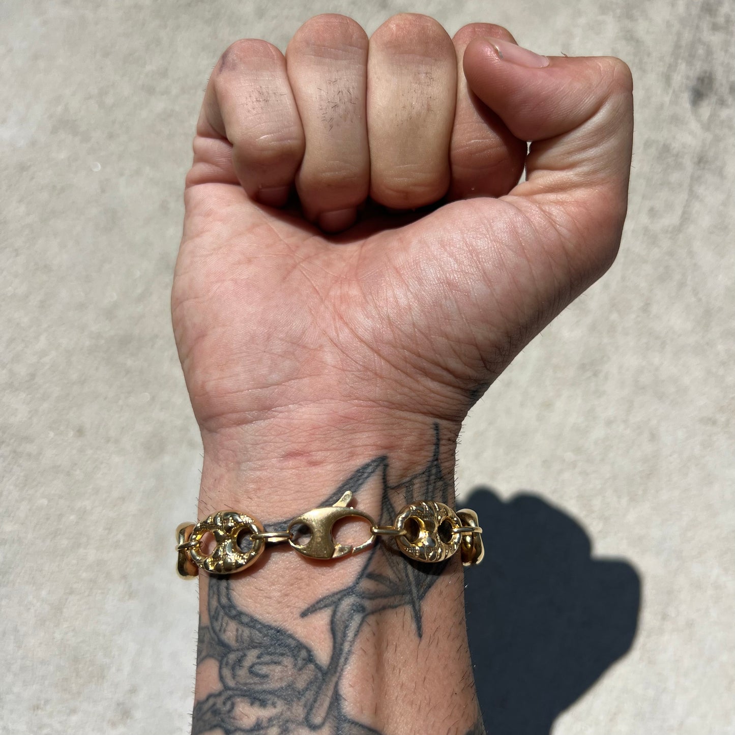 18k Yellow Gold Chunky Puffed Gucci Link Bracelet (7”)