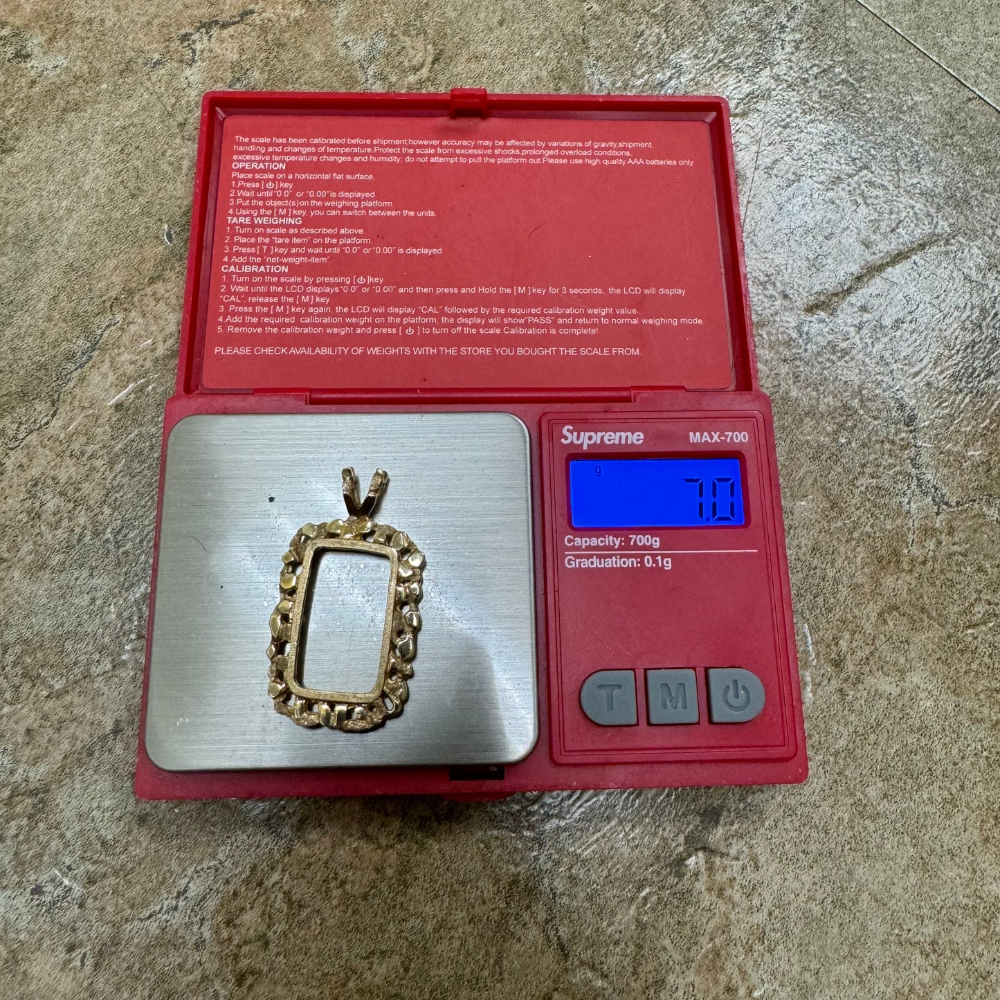 Vintage Pure .999 24k Gold 5g Credit Suisse Nugget Pendant