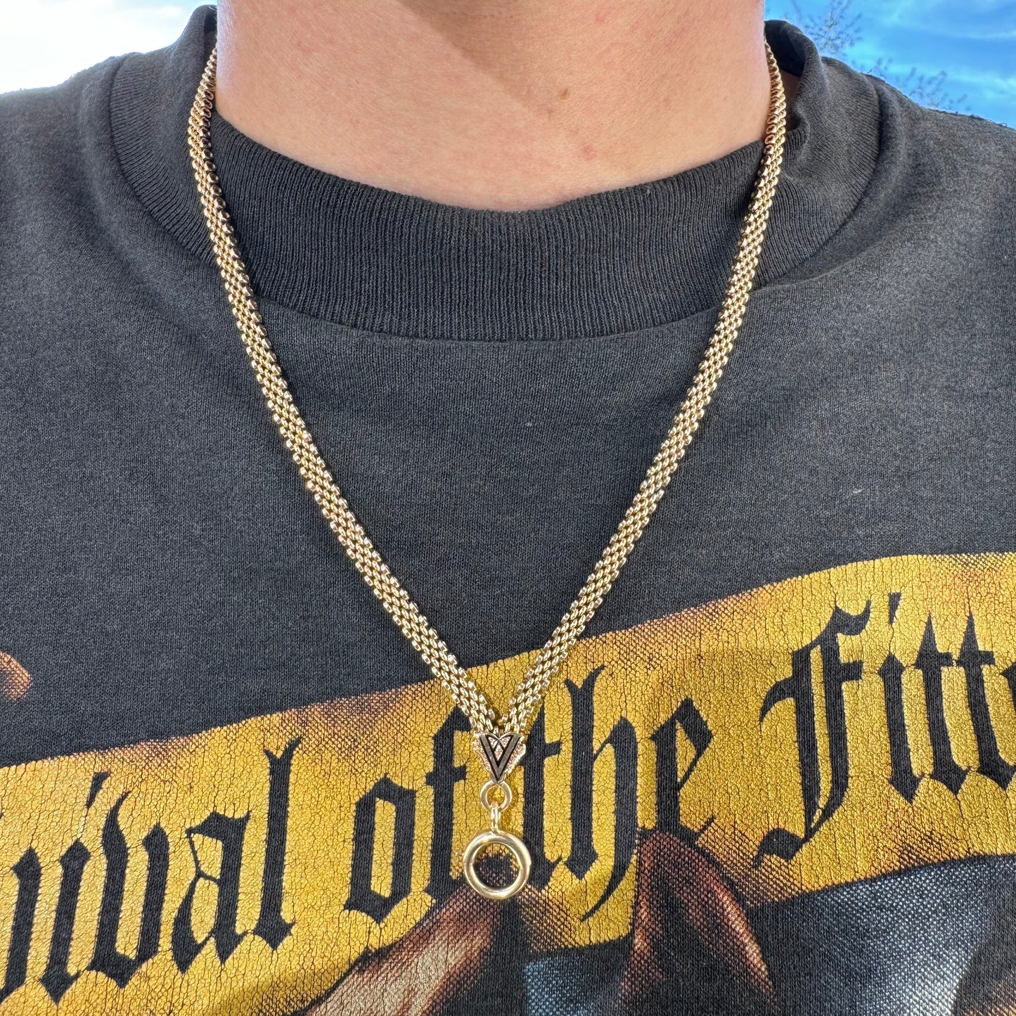 Antique Victorian 10k Yellow Gold Black Enamel Necklace (19”)