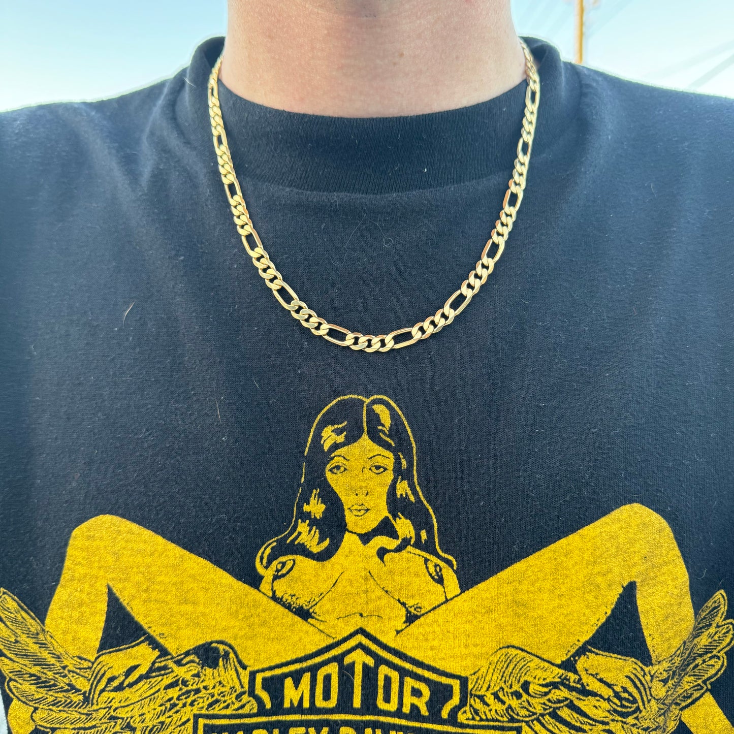 Vintage Solid 14k Yellow Gold Knife Edged Heavyweight Figaro Necklace (20”)