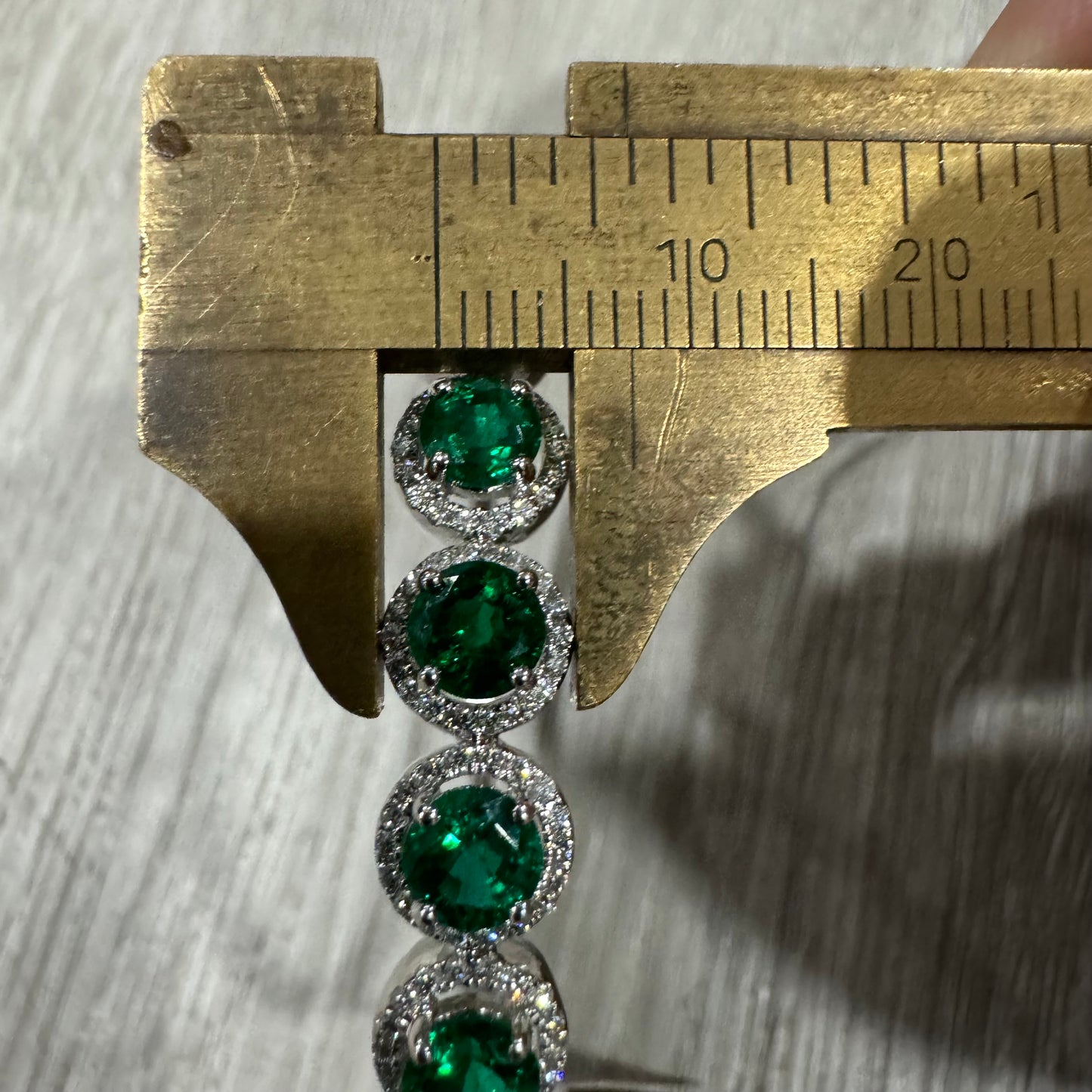 Brand New 14k White Gold 2.15CTW Natural Columbian Emerald .62CTW Natural VS Diamond Bangle (6.5”-7.5”)