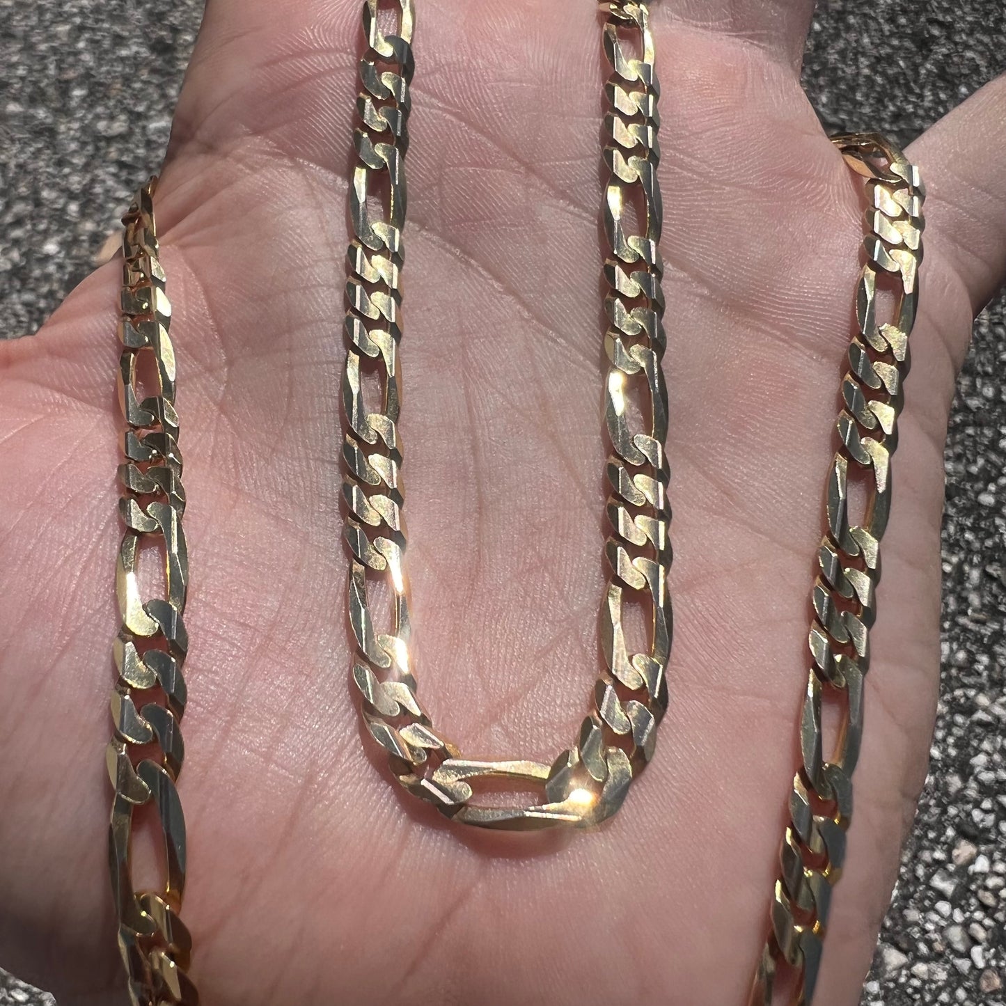 1990’s Solid 10k Beveled Edge Italian Figaro Link Necklace (22”)
