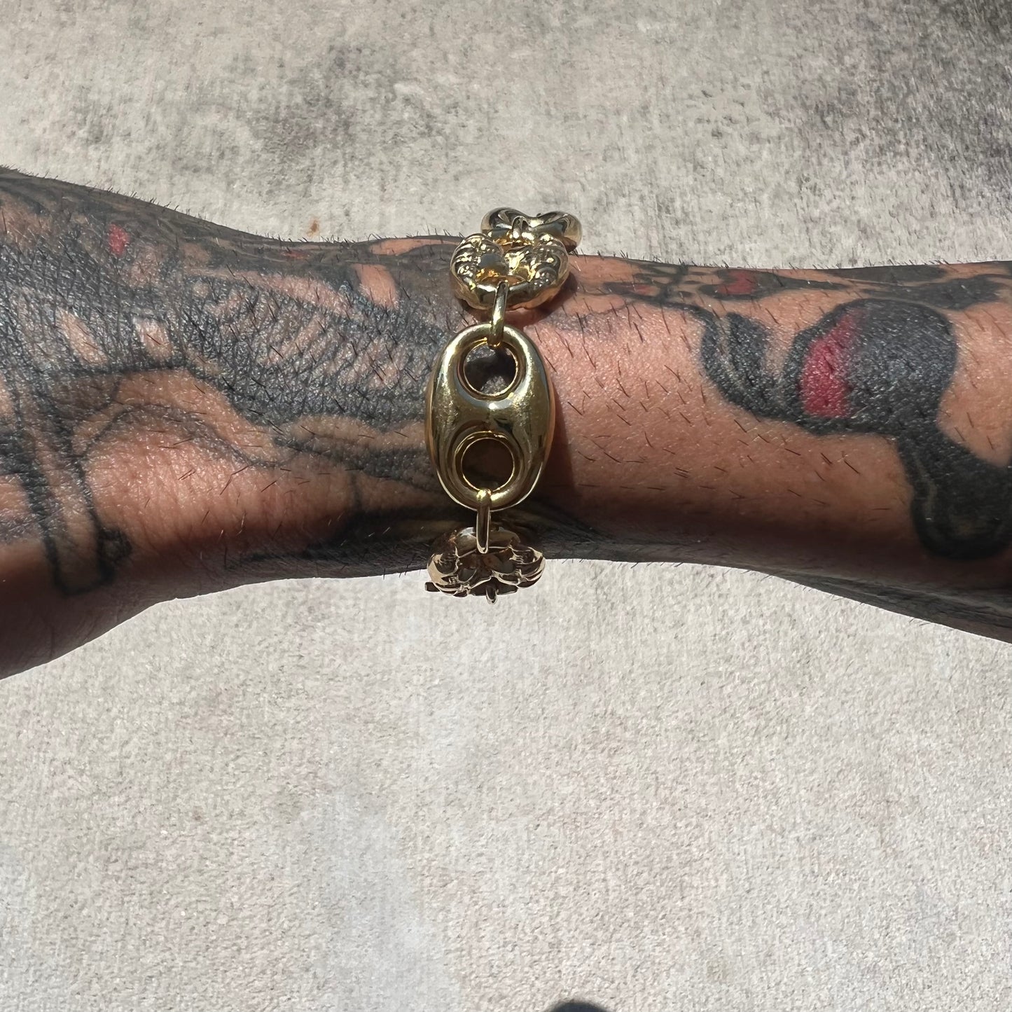 18k Yellow Gold Chunky Puffed Gucci Link Bracelet (7”)