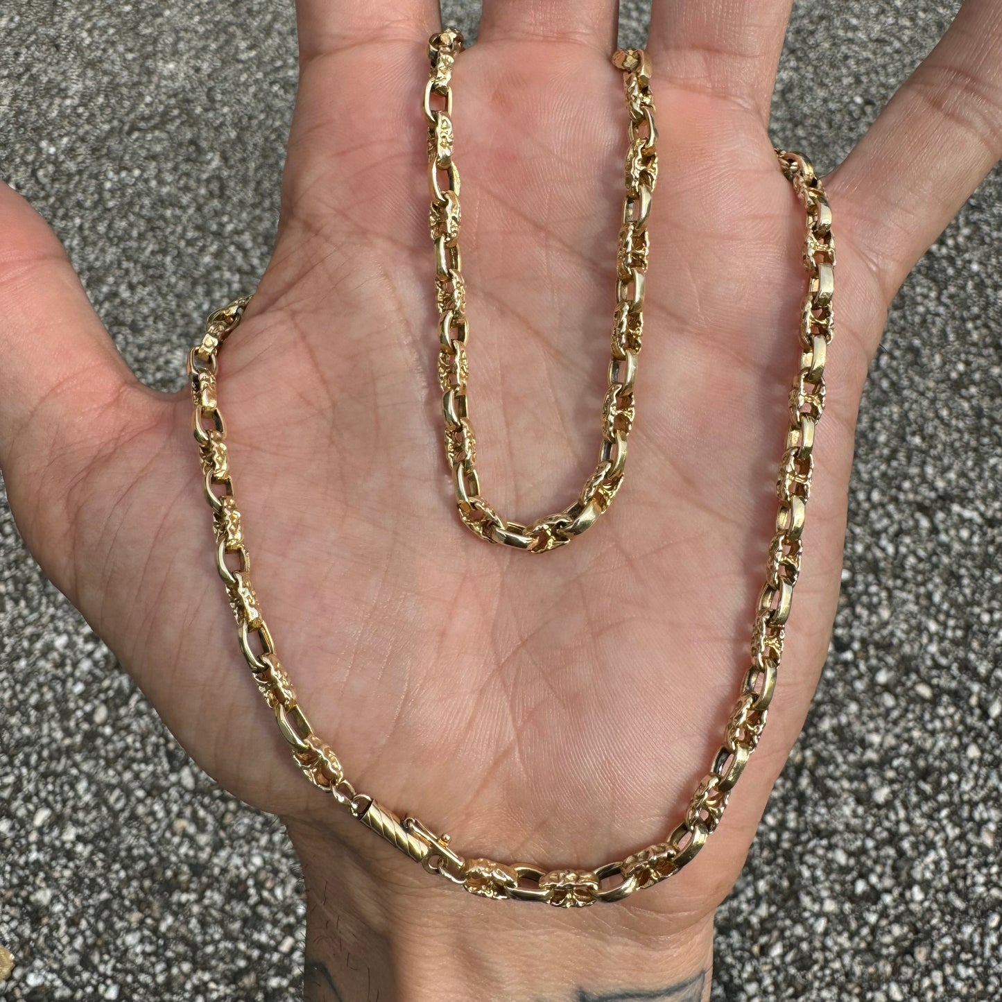 1980’s Solid 14k Yellow Gold Brutalist Chaine D’Ancre Mariner Link Necklace (18.5”)
