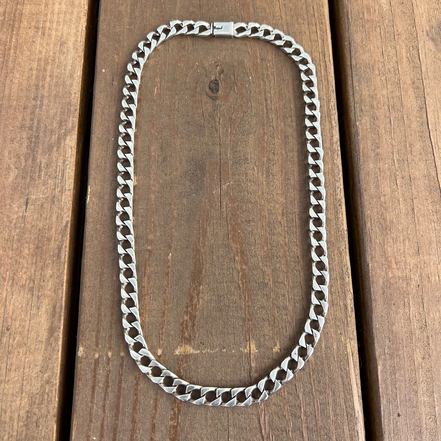 1970’s/80’s TAXCO Solid Sterling/.925 Heavyweight Handmade Blocked Cuban Link Necklace (21”)