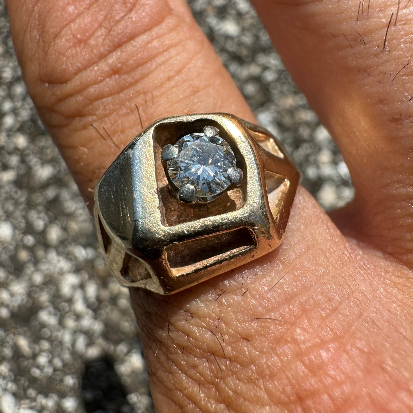 1960’s Avant-Garde 14k Gold .50ct Natural Diamond Modernist Ring (10)