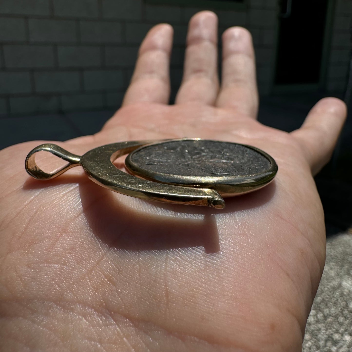 1681 Santa Maria De La Consolación Sea Salvaged Silver 8 Reale Shipwreck Coin Spinning Solid 14k Yellow Gold Pendant