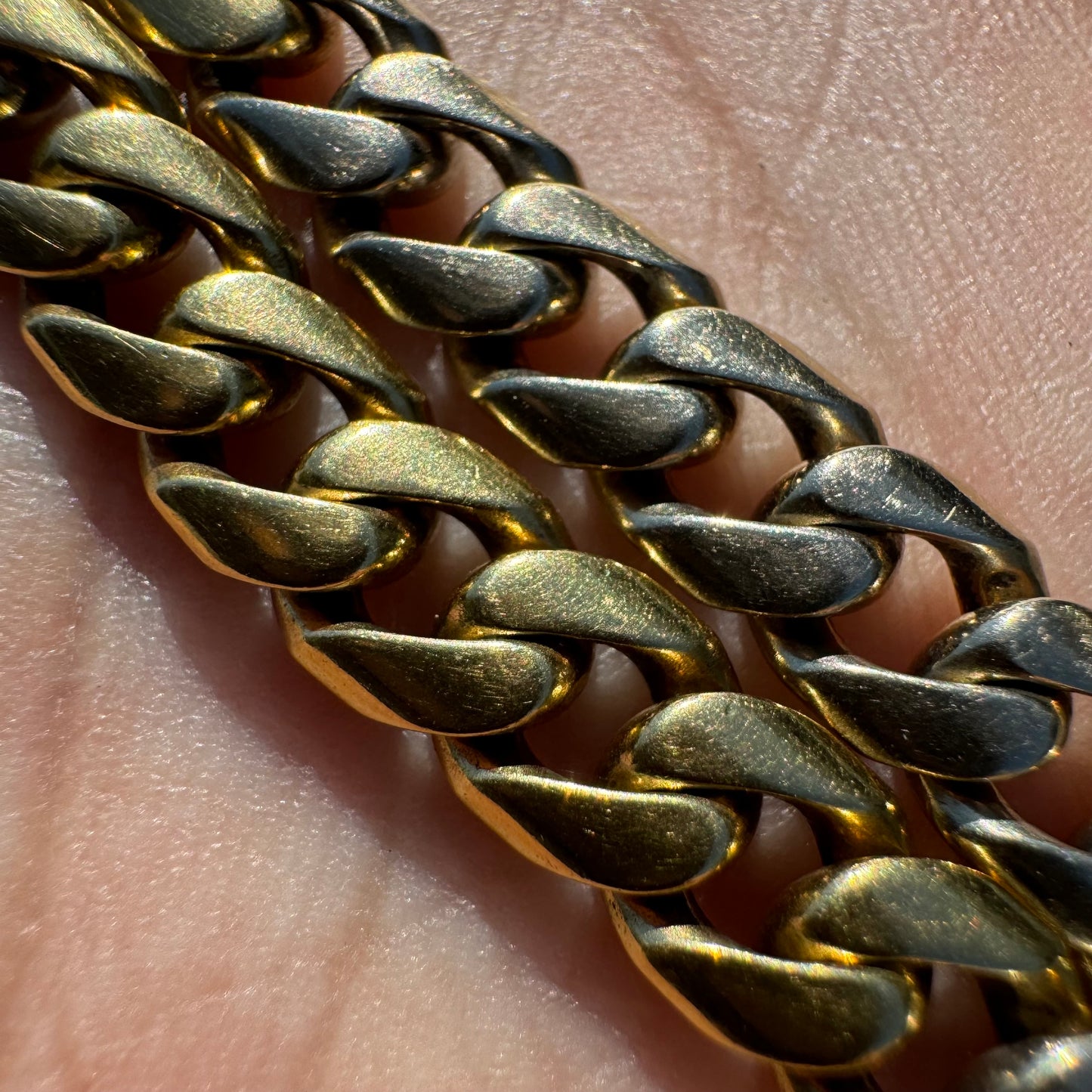 Vintage Solid 18k Two-Tone Yellow And White Gold Miami Cuban Link Bracelet (7.5”)