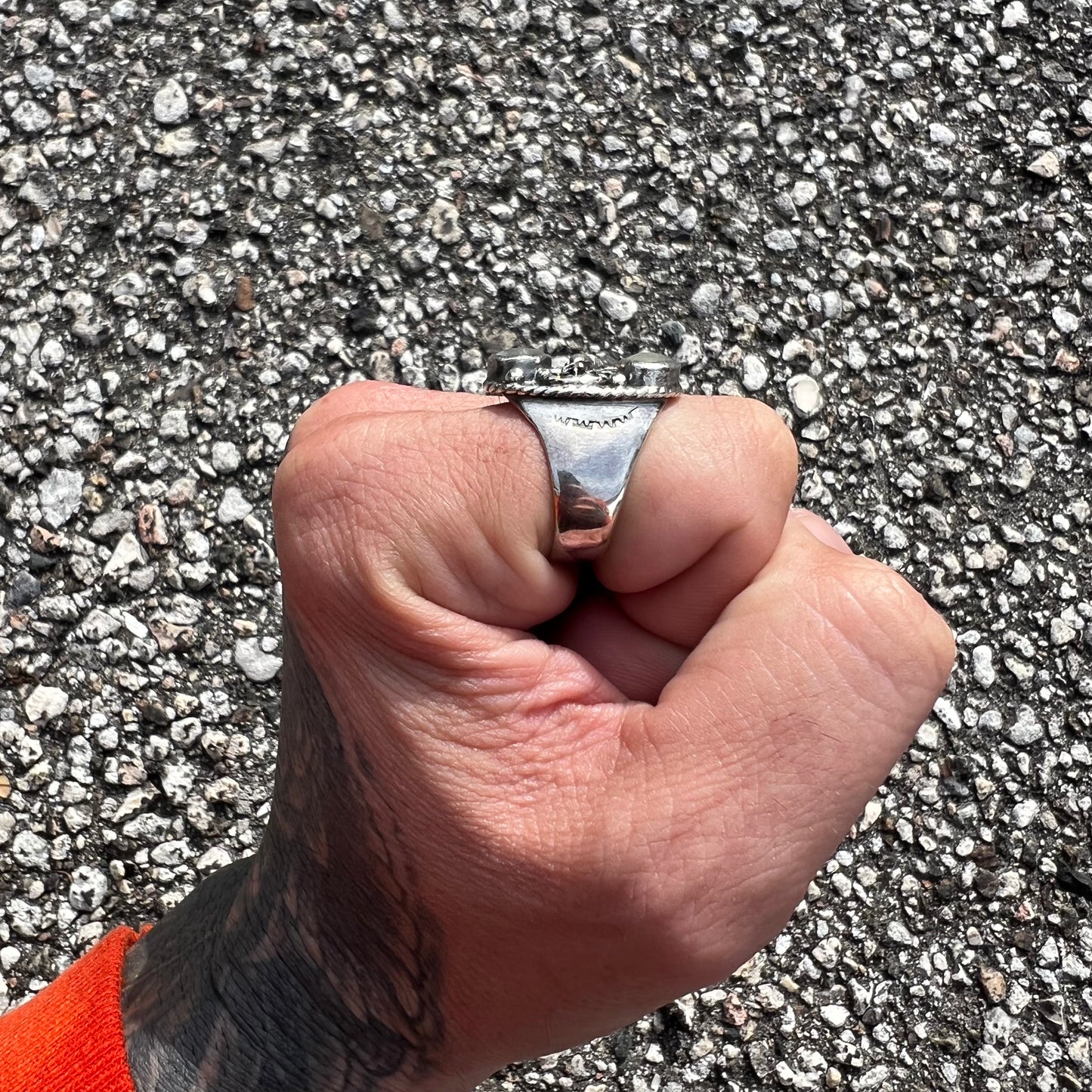 Circa 1960’s Solid Backed Sterling Silver Scorpion And Opal Southwestern Signet Ring (9.5)