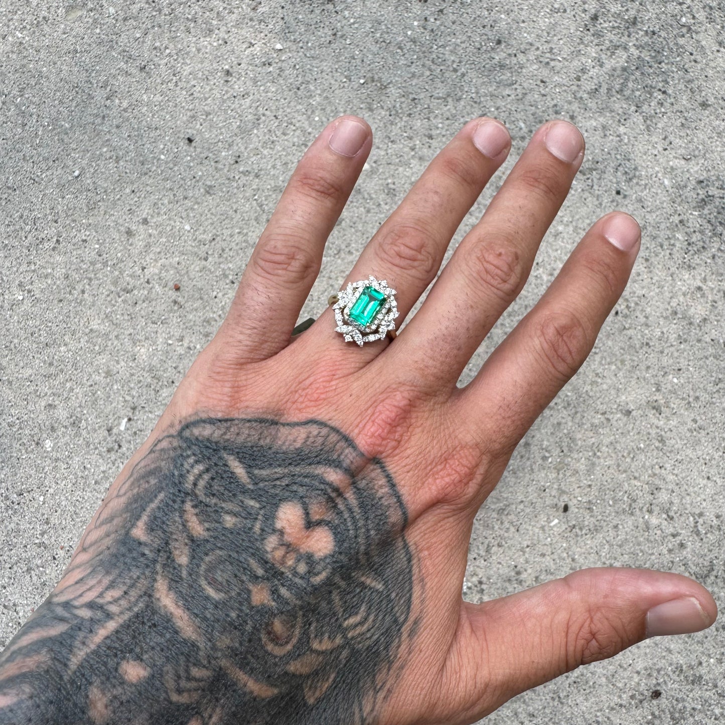 Brand New 14k Yellow Gold 1.62ct Natural Columbian Emerald .76ctw Natural VS White Diamond Ring (8)