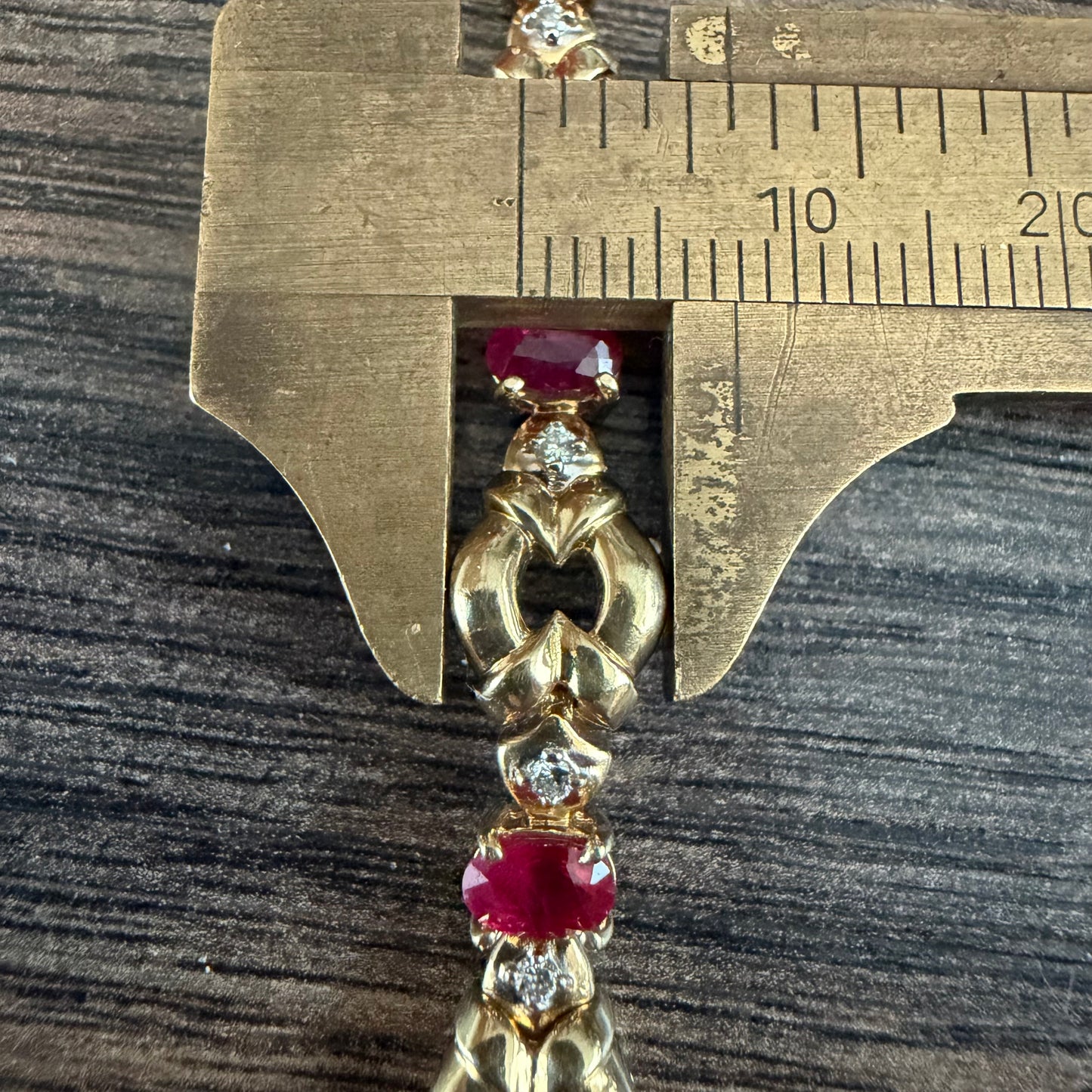 Vintage Solid 14k Yellow Gold Heavyweight 2.75ctw Natural Ruby And Diamond Bracelet (7.25”)