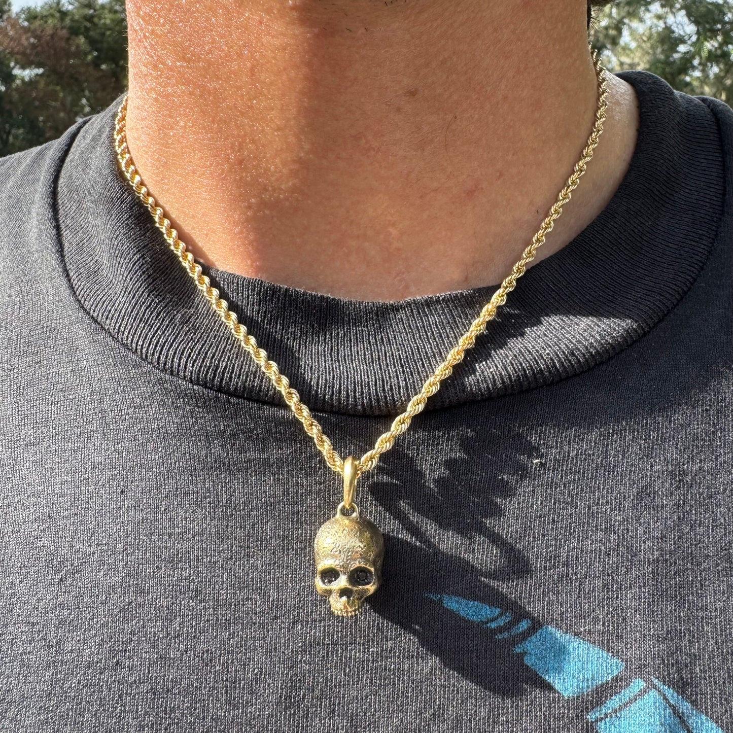 David Yurman Solid 18k Yellow Gold Memento Mori Skull Amulet Pendant