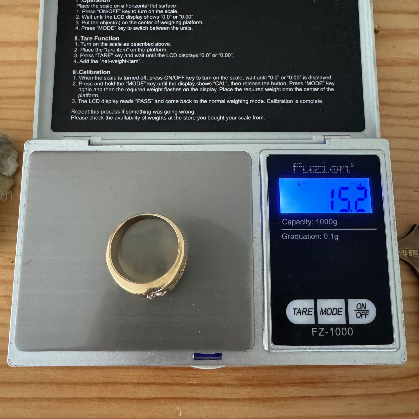 Vintage 14k Yellow Gold Raw 24k Nugget Inlaid .50Ct Natural Diamond Ring (11.5)