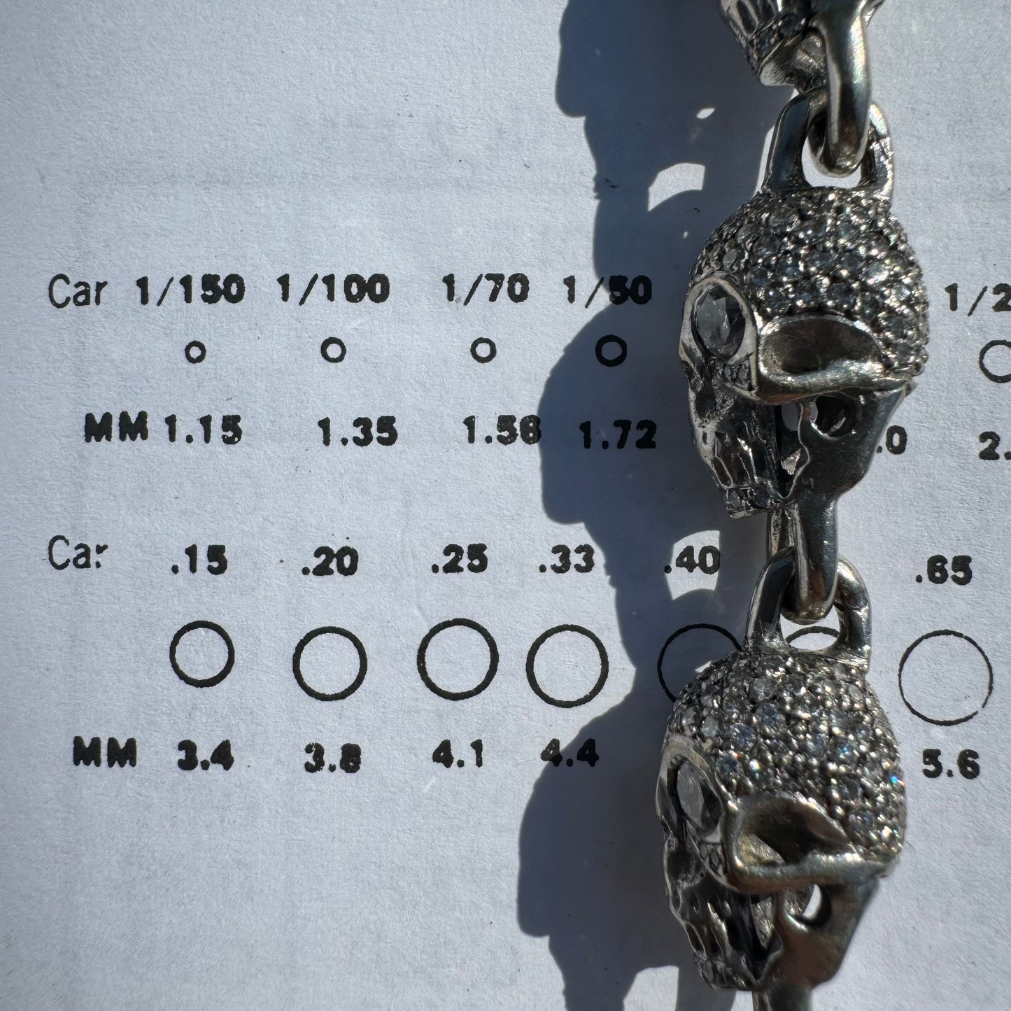 Vintage Solid 18k White Gold 21 CTW Natural Diamond Custom Skull Bracelet (7.25”)