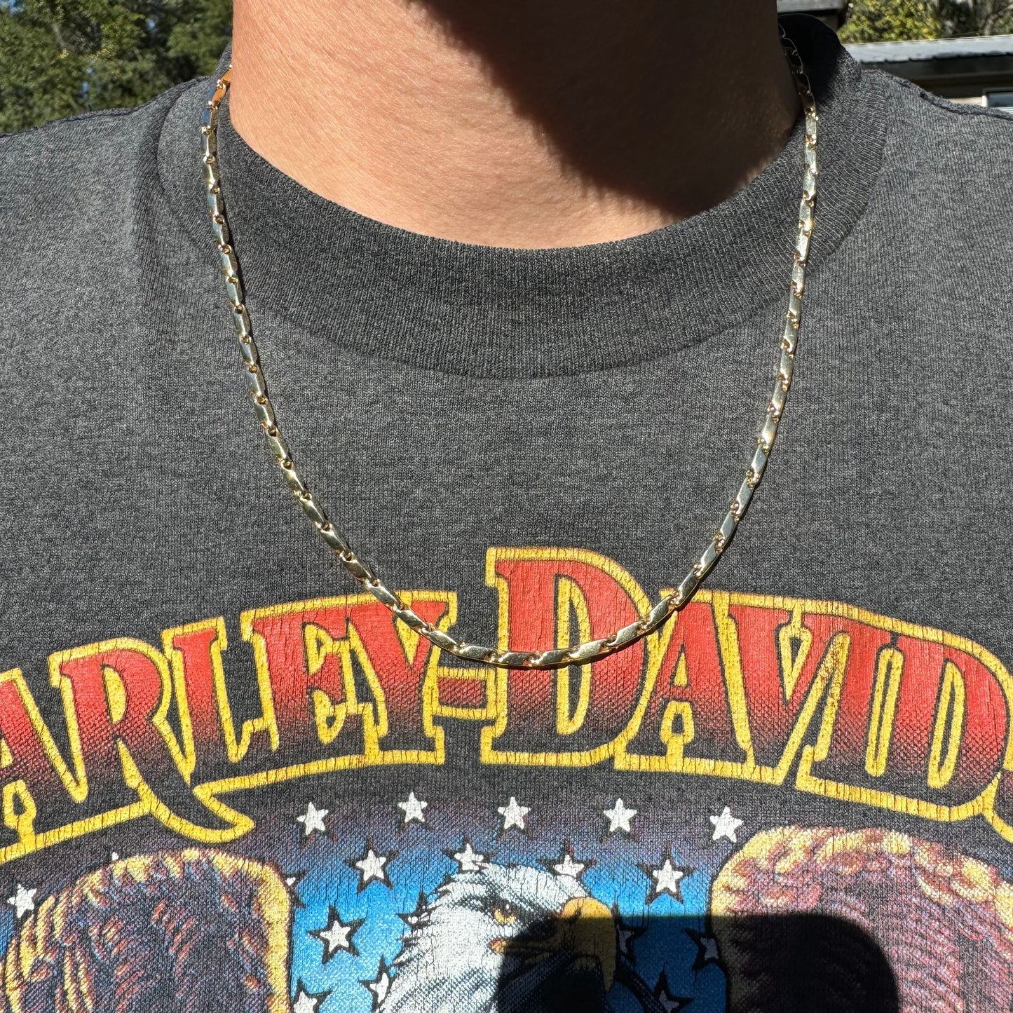Vintage Solid 14k Yellow Gold Fish Eye Link Necklace (20.25”)