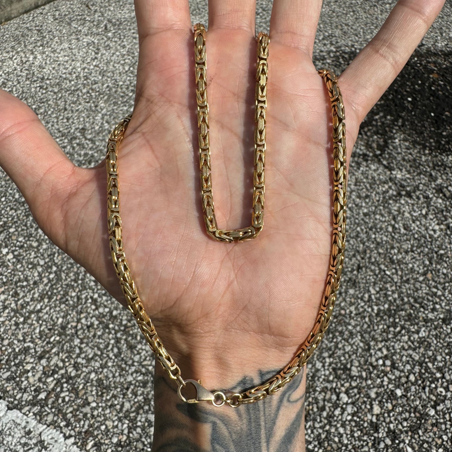 1990’s Solid 14k Italian Yellow Gold Heavyweight Byzantine Link Necklace (21.5”)