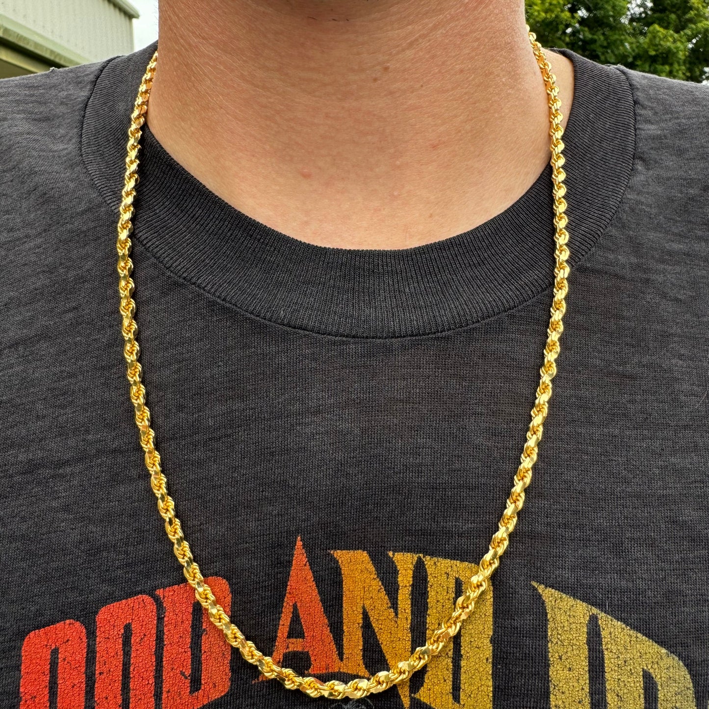 Vintage Solid 22K Yellow Gold Heavyweight Diamondcut Rope Chain Necklace (24”)