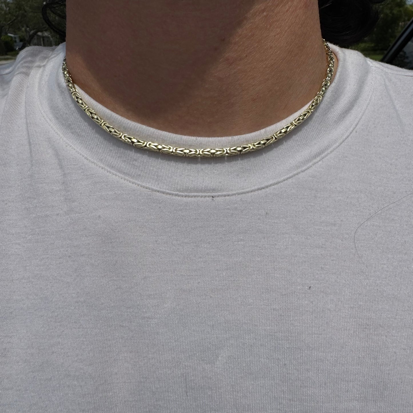 Vintage Solid 14k Yellow Gold Byzantine Link Necklace (16.25”)