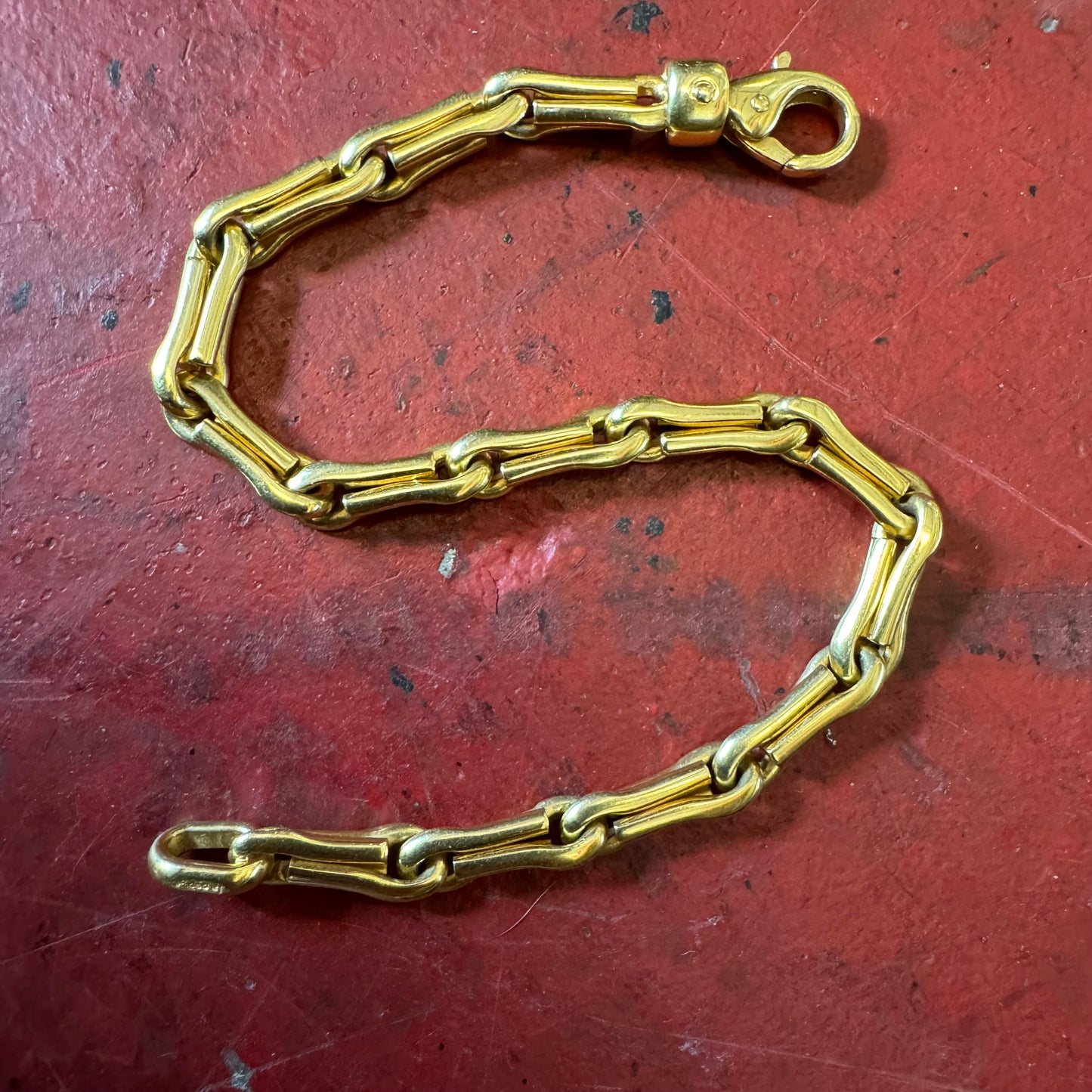 Vintage Solid 14k Yellow Gold Unique Link Designer Bracelet By “La Pepite”(8”)
