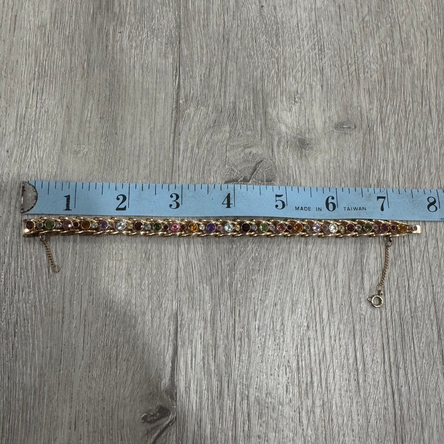 Vintage Solid 18k Gold 7.0ctw Bezel Set Natural Multi Precious Gemstone Bracelet (7.25”)