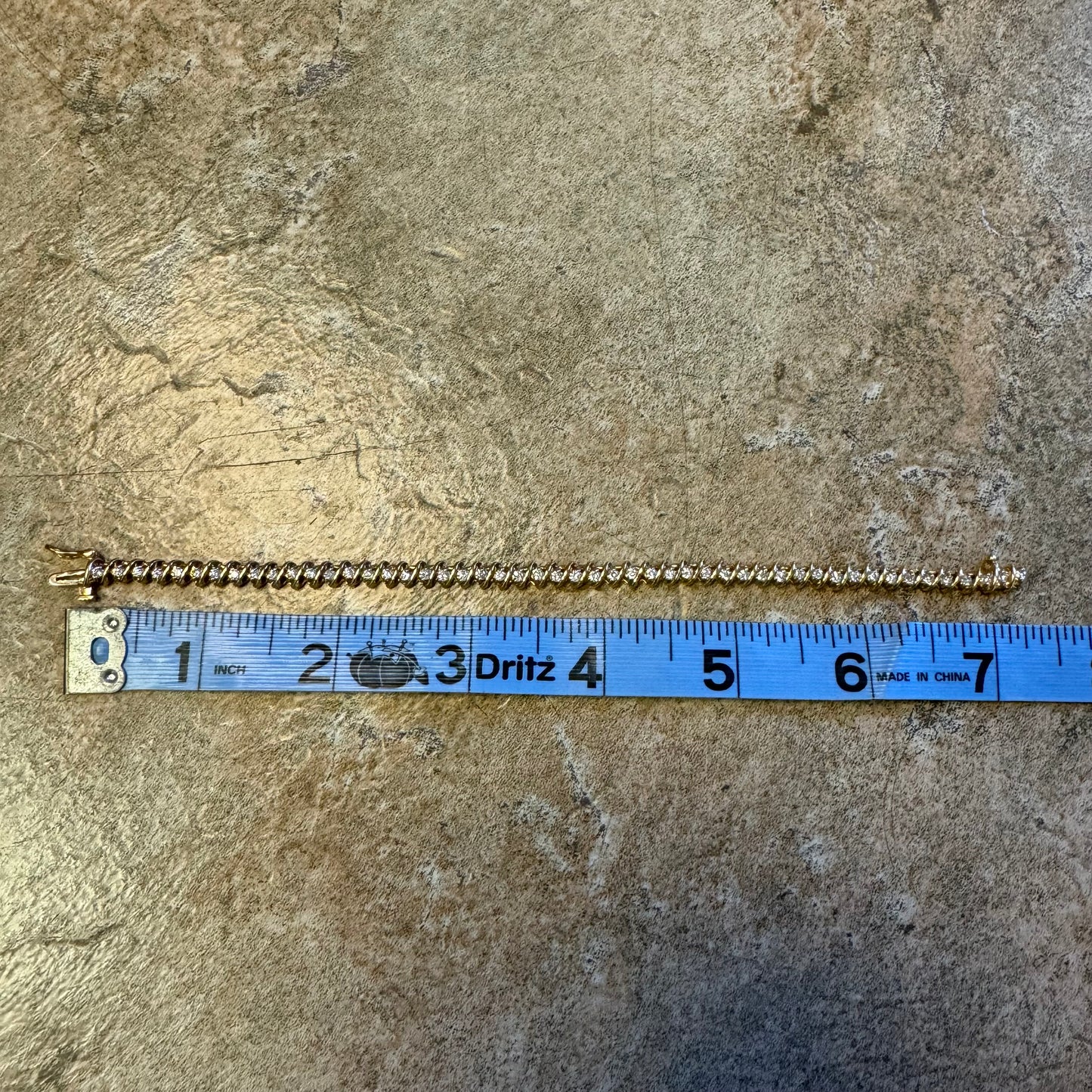 Vintage Solid 18k Yellow Gold 2.0ctw Natural Diamond Tennis Bracelet (7.25”)