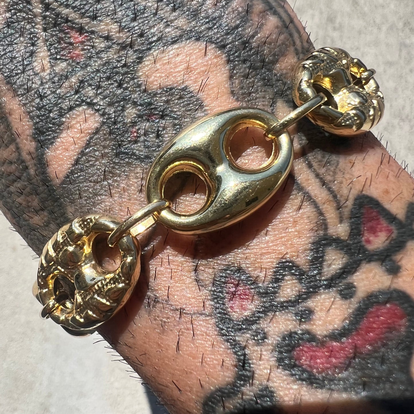18k Yellow Gold Chunky Puffed Gucci Link Bracelet (7”)