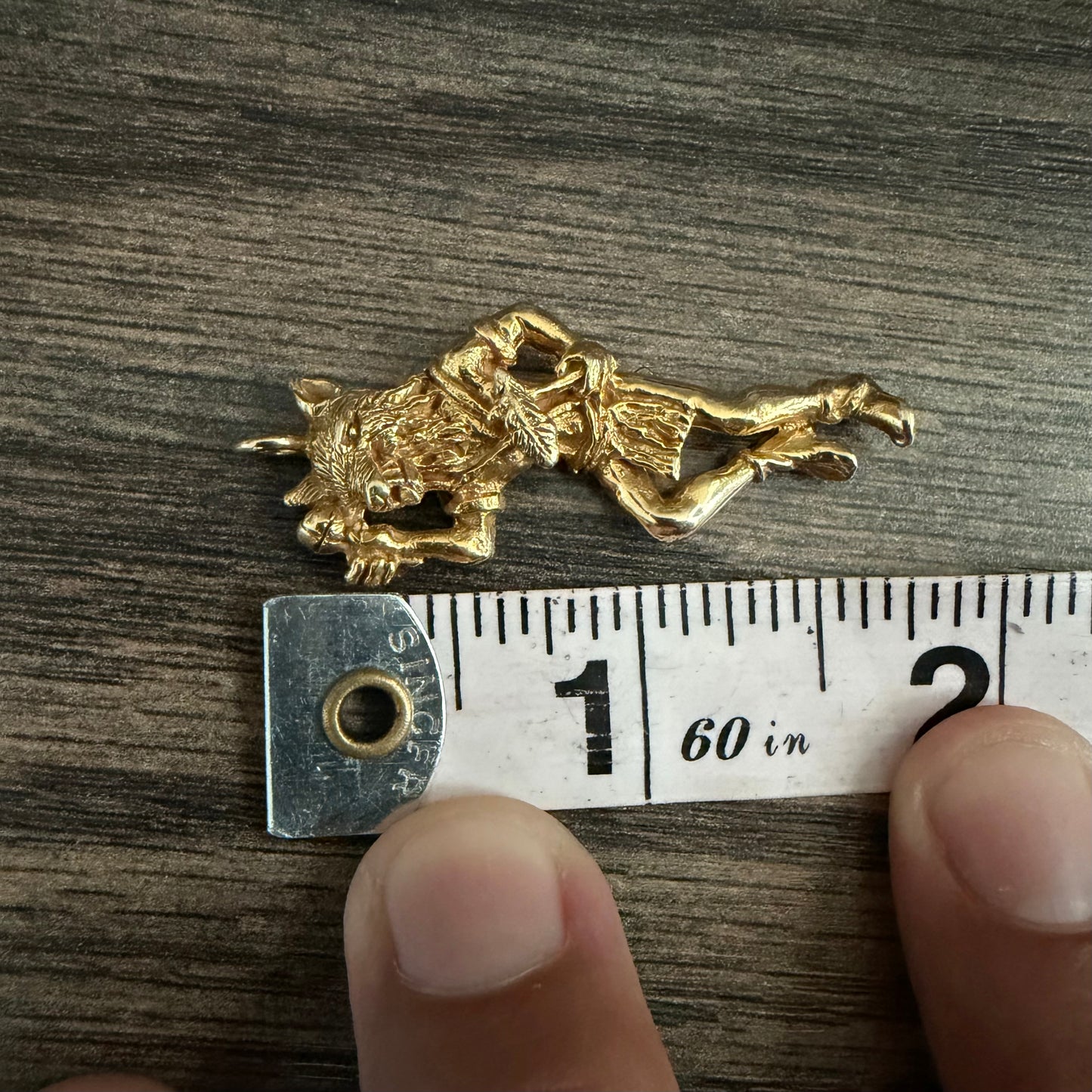 Vintage Solid 18k Yellow Gold Native American Wolf Kachina Pendant