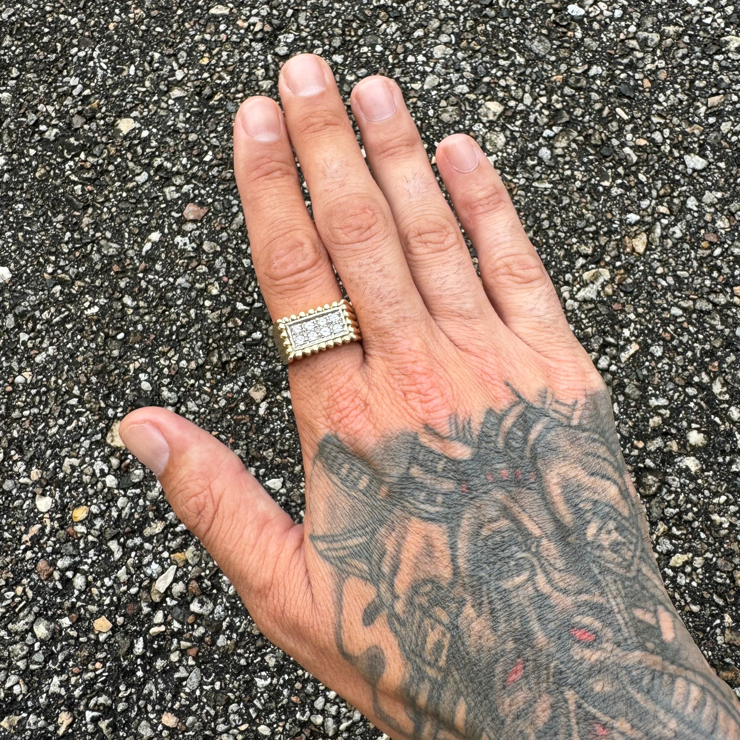 1960’s/70’s Solid 14k Yellow Gold .32CTW Natural VS Diamond Cluster Rectangular Tartelette Ring (9)