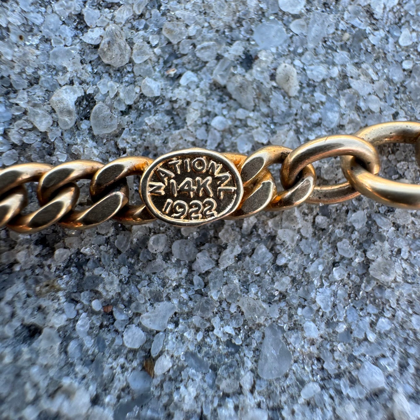 1922 Solid 14k Buttery Yellow Gold Sliding Double Albert Curb Link Watch Chain Necklace (22.25”)