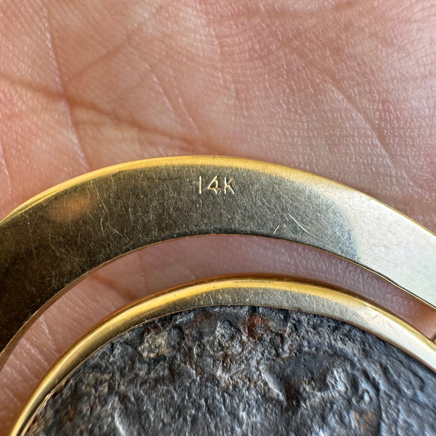 1681 Santa Maria De La Consolación Sea Salvaged Silver 8 Reale Shipwreck Coin Spinning Solid 14k Yellow Gold Pendant