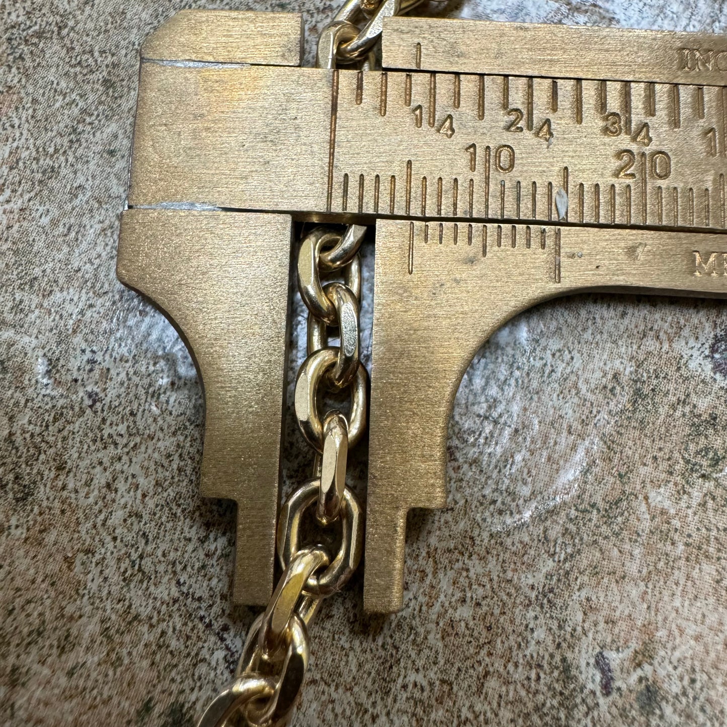 Vintage Solid 14k Yellow Gold “Biker Chain” Anchor Link Necklace (19.75”)