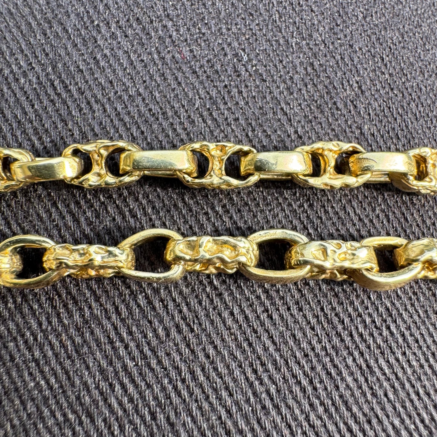 1980’s Solid 14k Yellow Gold Brutalist Chaine D’Ancre Mariner Link Necklace (18.5”)