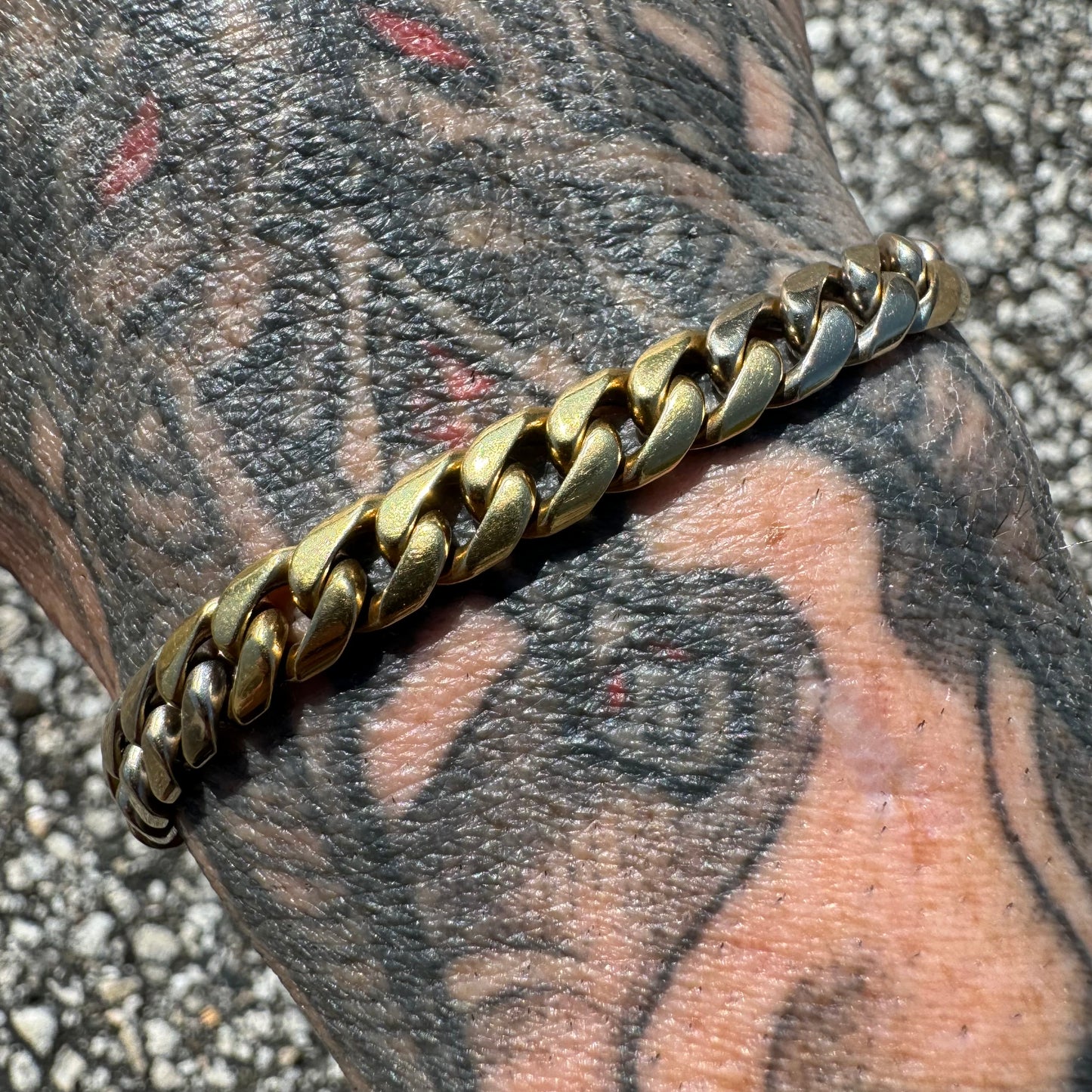 Vintage Solid 18k Two-Tone Yellow And White Gold Miami Cuban Link Bracelet (7.5”)