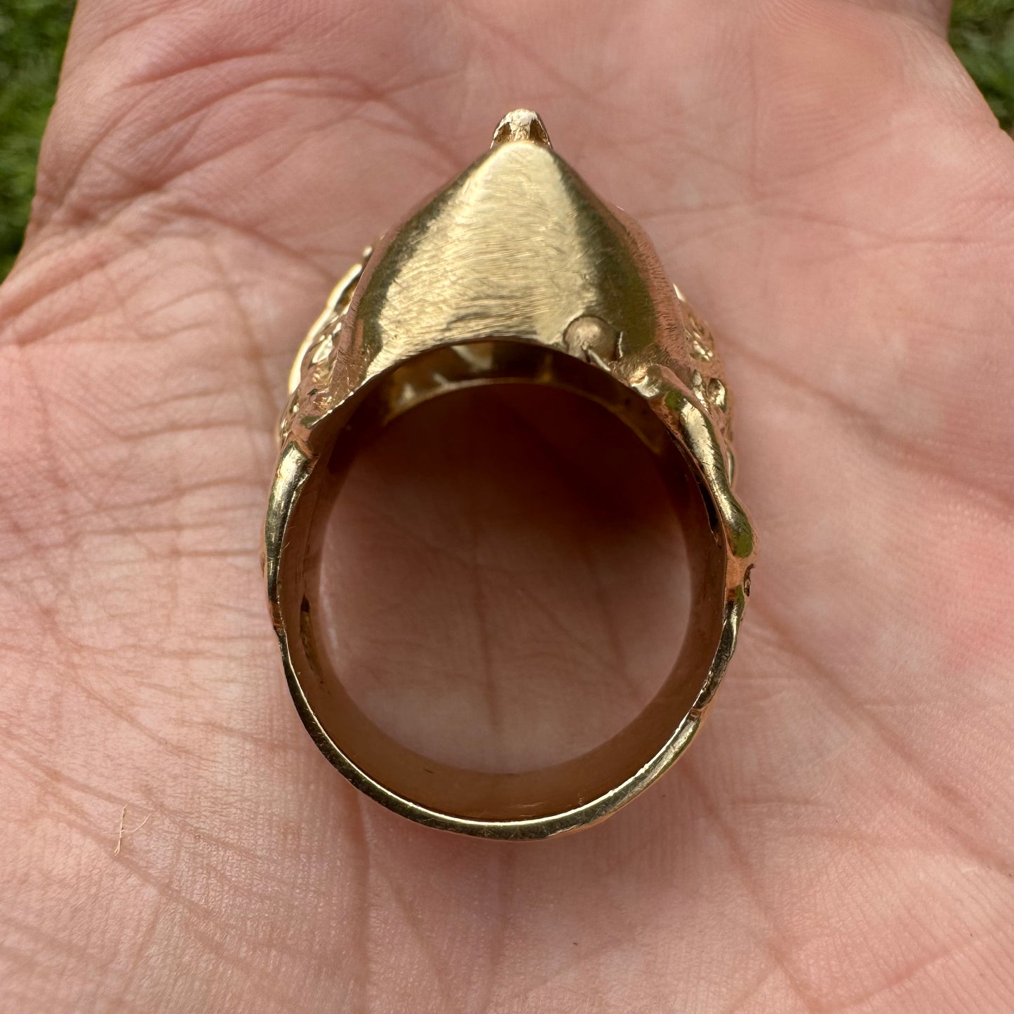 Vintage Solid 14k Yellow Gold Large Heavyweight Medusa Rodanini Ring (9)