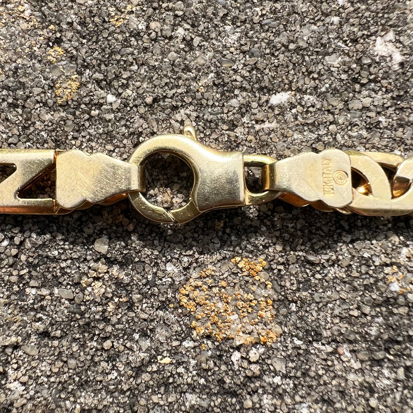 Vintage Solid 10k Italian Yellow Gold Heavyweight Tigers Eye Mariner Link Bracelet (8.5”)