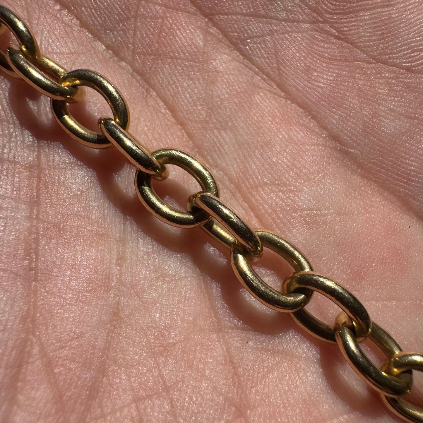 Tiffany & Co. Solid 18k Yellow Gold Cable Link Heart Tag Bracelet (7.75”)