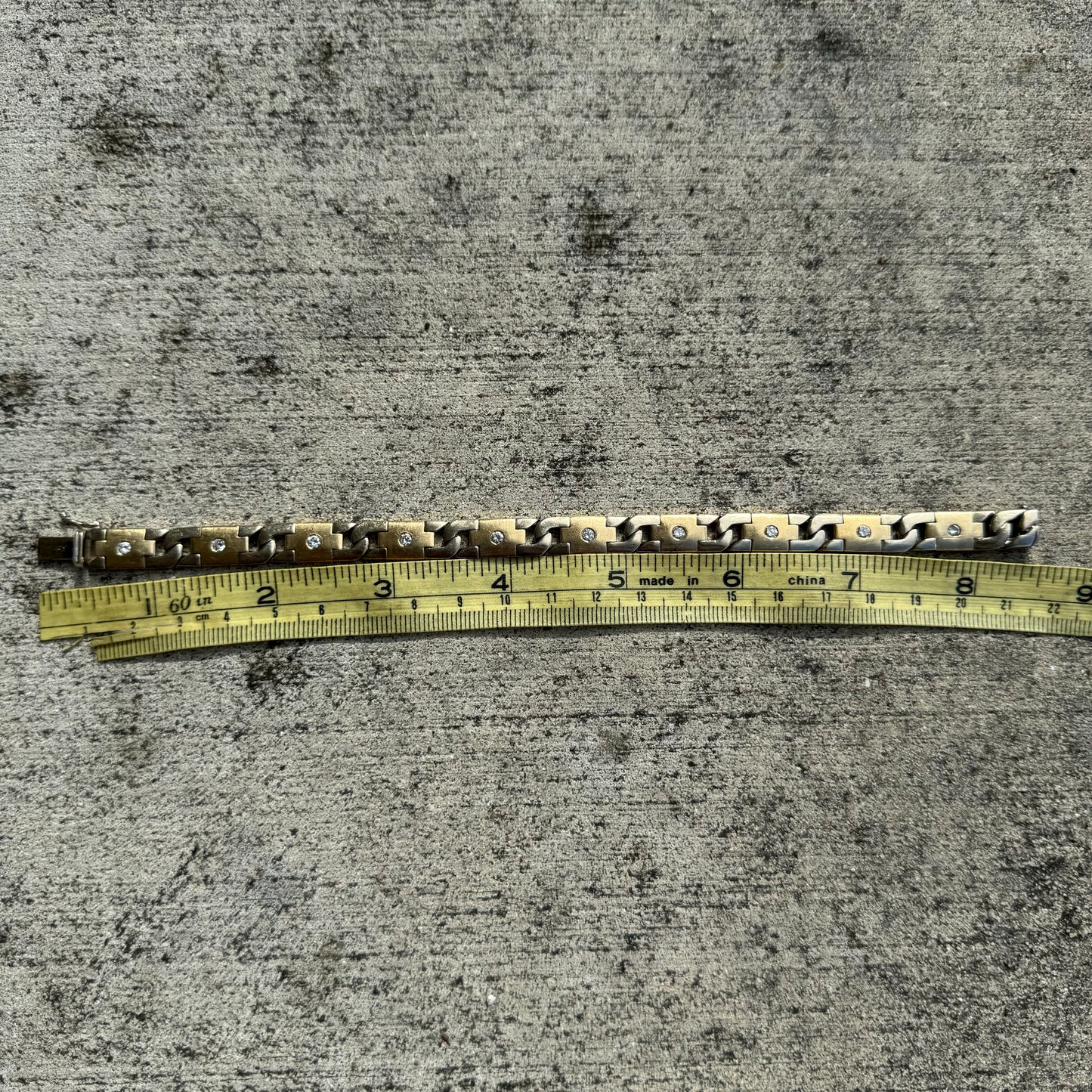 Vintage Solid 14k Two-Tone Heavyweight Fancy Link .75CTW Diamond Bracelet (8.25”)