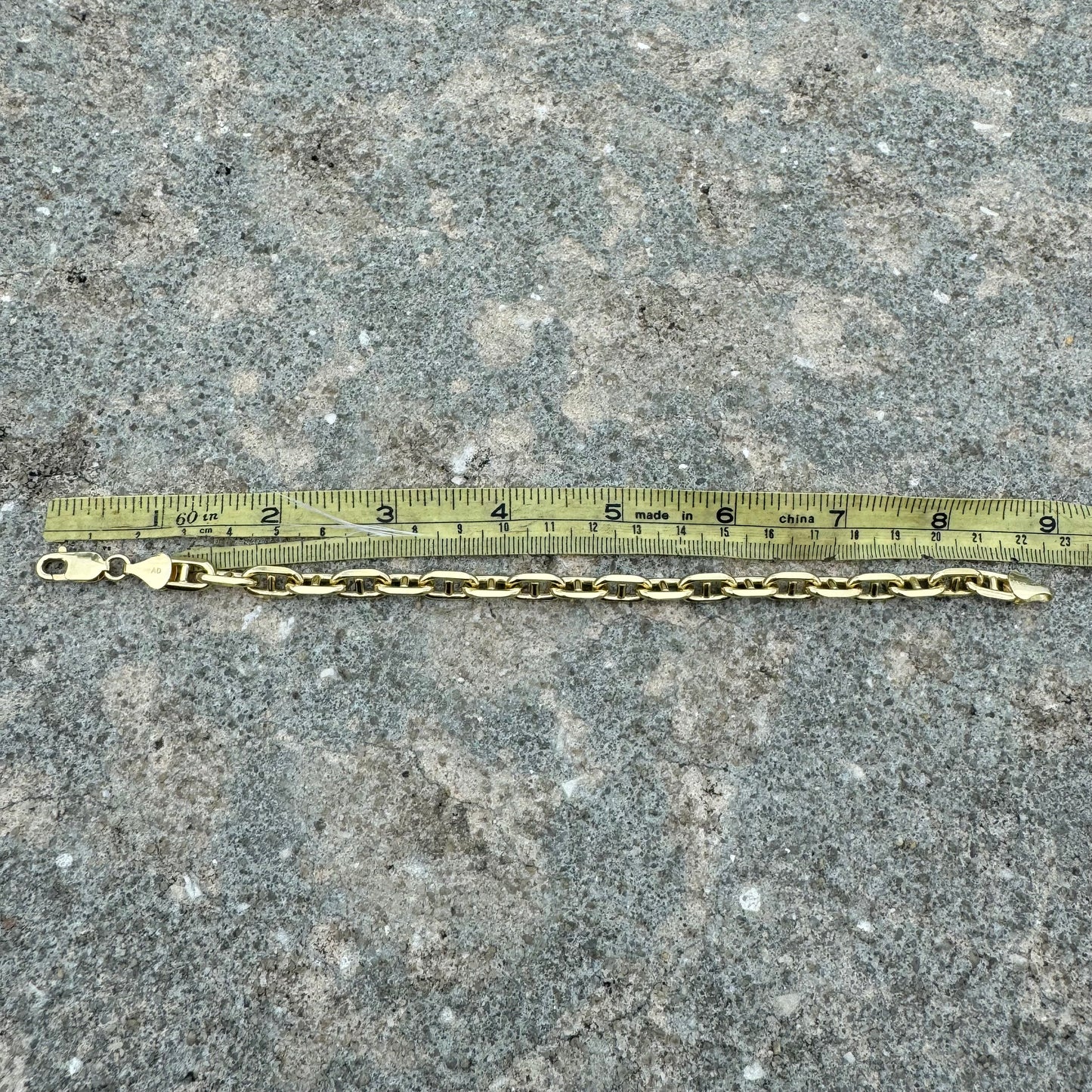 Brand New Solid 14k Yellow Gold Heavyweight Knife Edged Chaine D’Ancre Link Bracelet (8.5”)