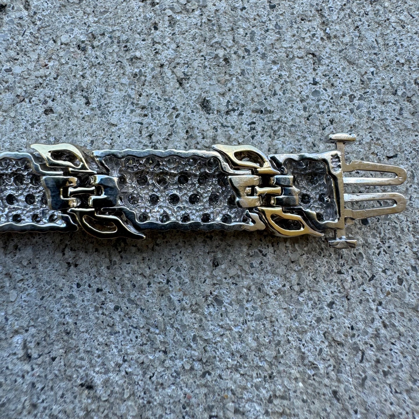 1990’s Two-Tone 14k Gold 7.55CTW Natural Diamond Bracelet (7.15”)