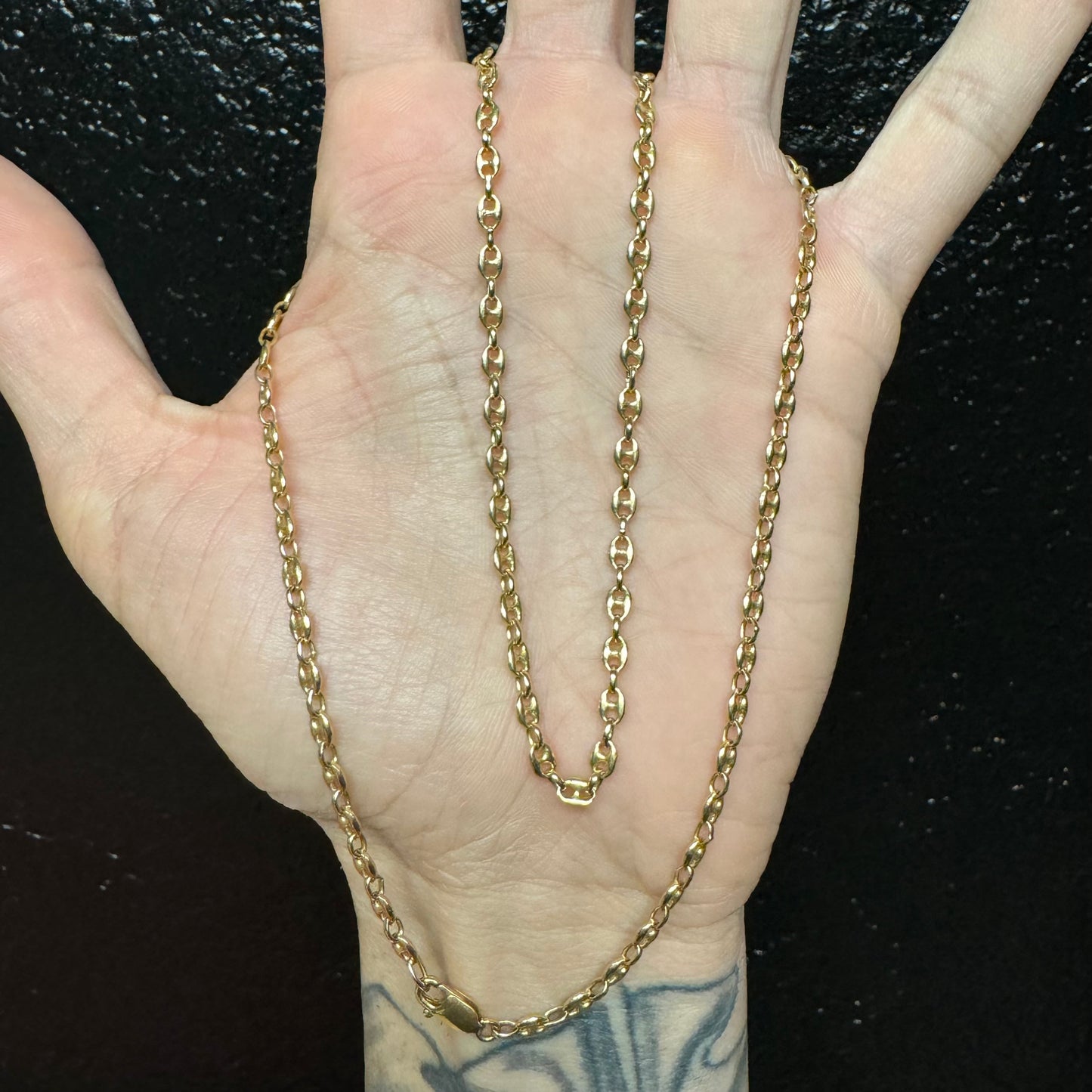 Vintage Solid 14k Yellow Gold Puffed Gucci Mariner Link Necklace