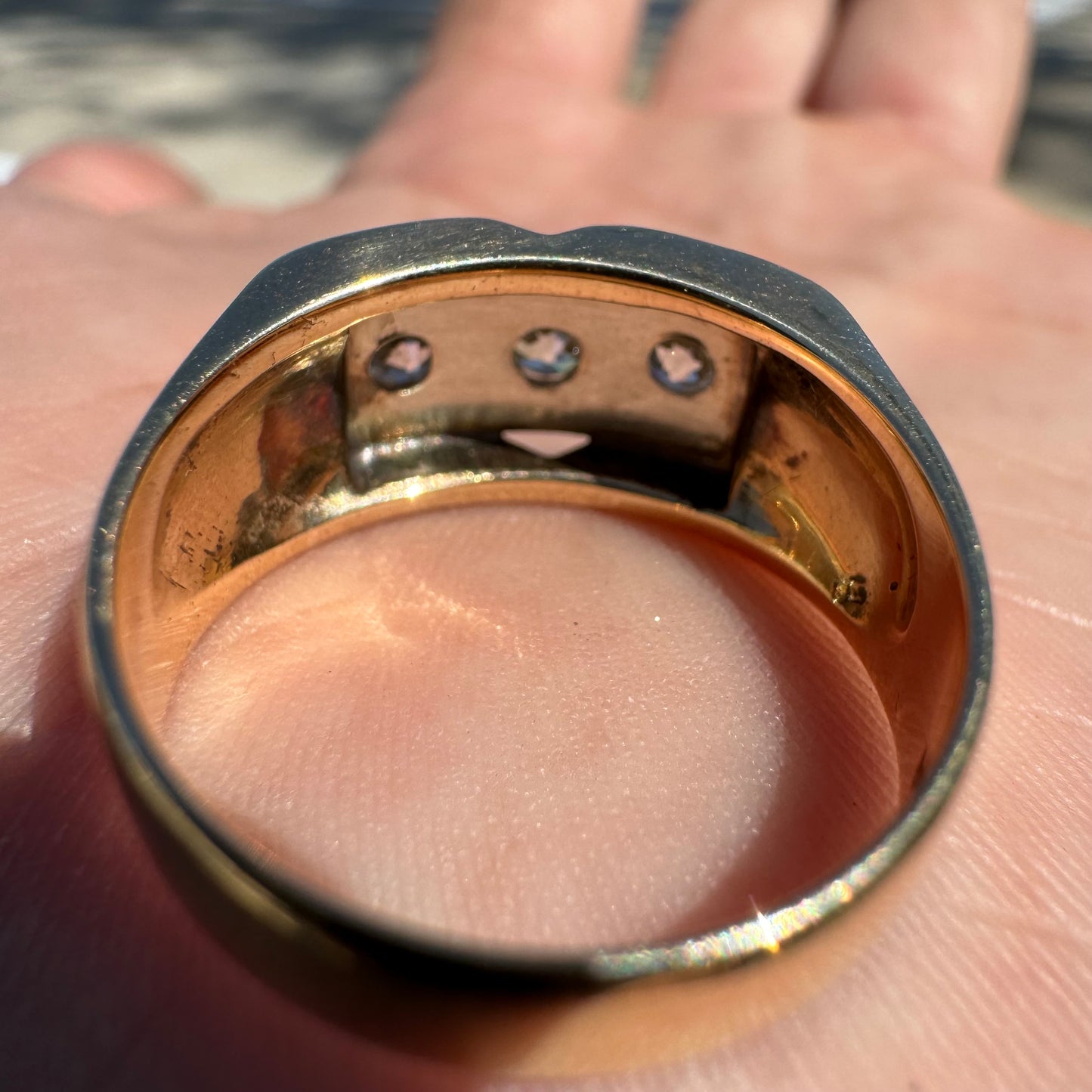 1930’s Art Deco 14k .50CTW Natural VS Quality Euro Cut Diamond Trio Gents Ring (10)