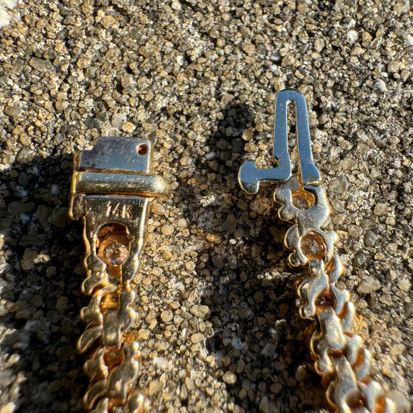 Vintage 14k Yellow Gold 2.25CTW Natural Diamond S-Link Tennis Bracelet (7.4”)